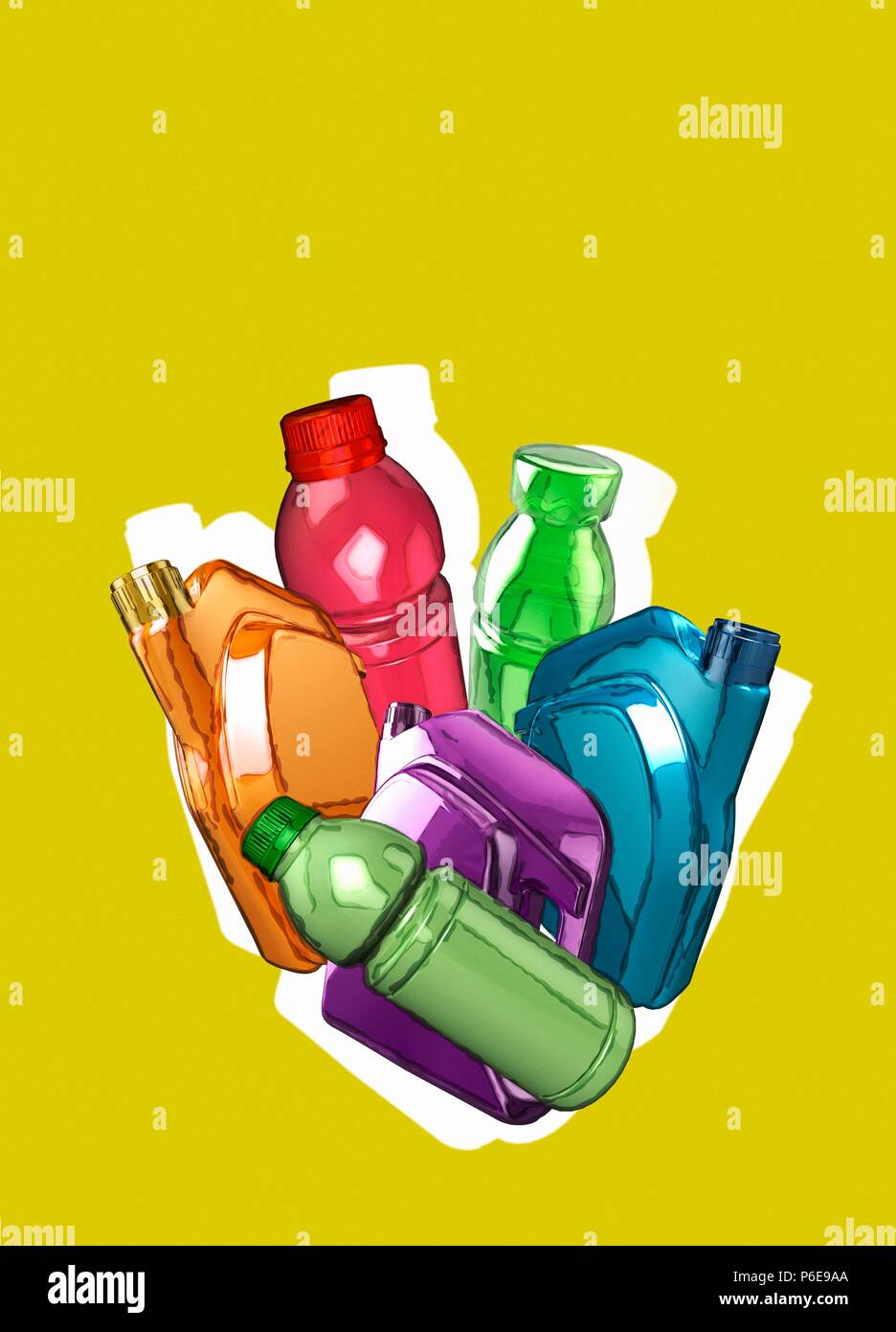 Vivacemente colorato di contenitori in materiale plastico, illustrazione. Foto Stock
