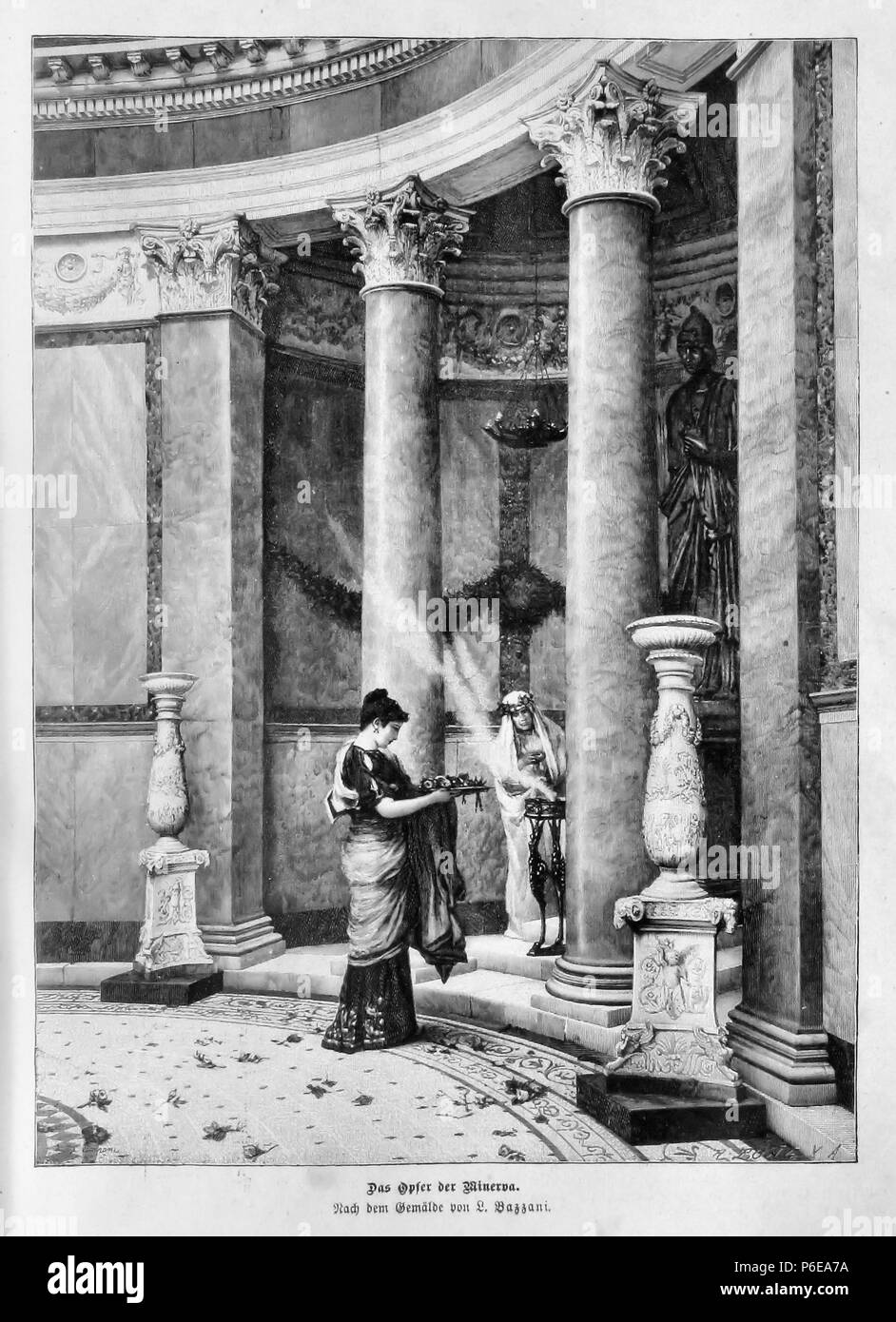 . Die Gartenlaube. Errore di espressione: parola sconosciuta a "b". Deutsch: Bildunterschrift: "Das Opfer der Minerva. Nach dem Gemälde von L. Bazzani." inglese: didascalia: 'Dcome Opfer der Minerva. Nach dem Gemälde von L. Bazzani." . N/A 18 Die Gartenlaube (1891) b 245 Foto Stock