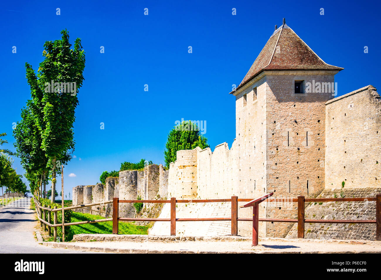Il medievale cinta fortificata fu costruita nel XIII secolo a Provins, Francia Foto Stock