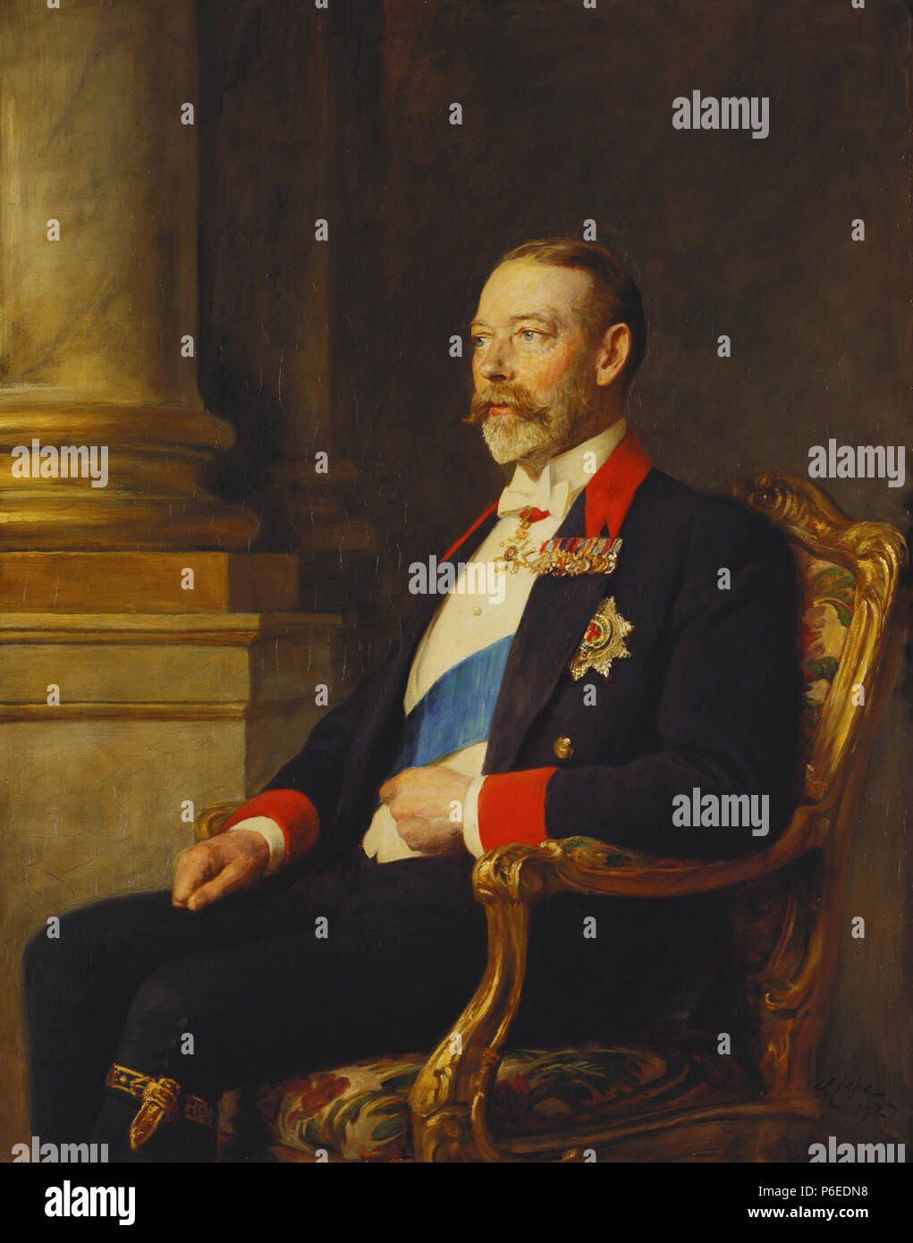 Inglese: Ritratto di Re Edoardo VII . 1927 6 Arthur Stockdale affrontare - Re Giorgio V 1927 Foto Stock