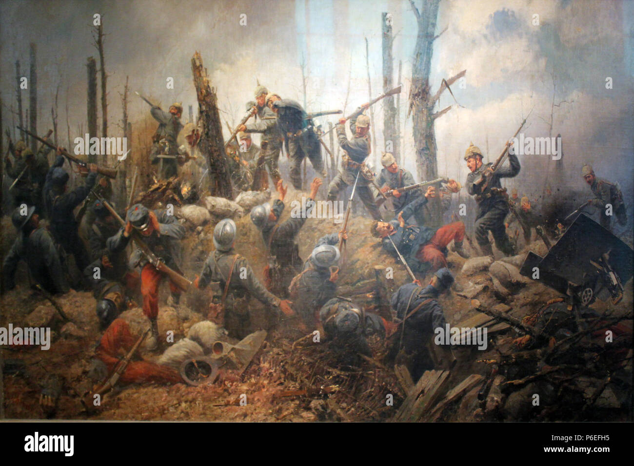 . Tedesco: Erstürmung der Höhe 285.- Argonnen, 13. Juli 1915 Storming della Collina 285 nella Foresta delle Argonne su 13/07/1915 1915 74 1915 Schoebel Kriegsszene Argonnen 1915 anagoria Foto Stock