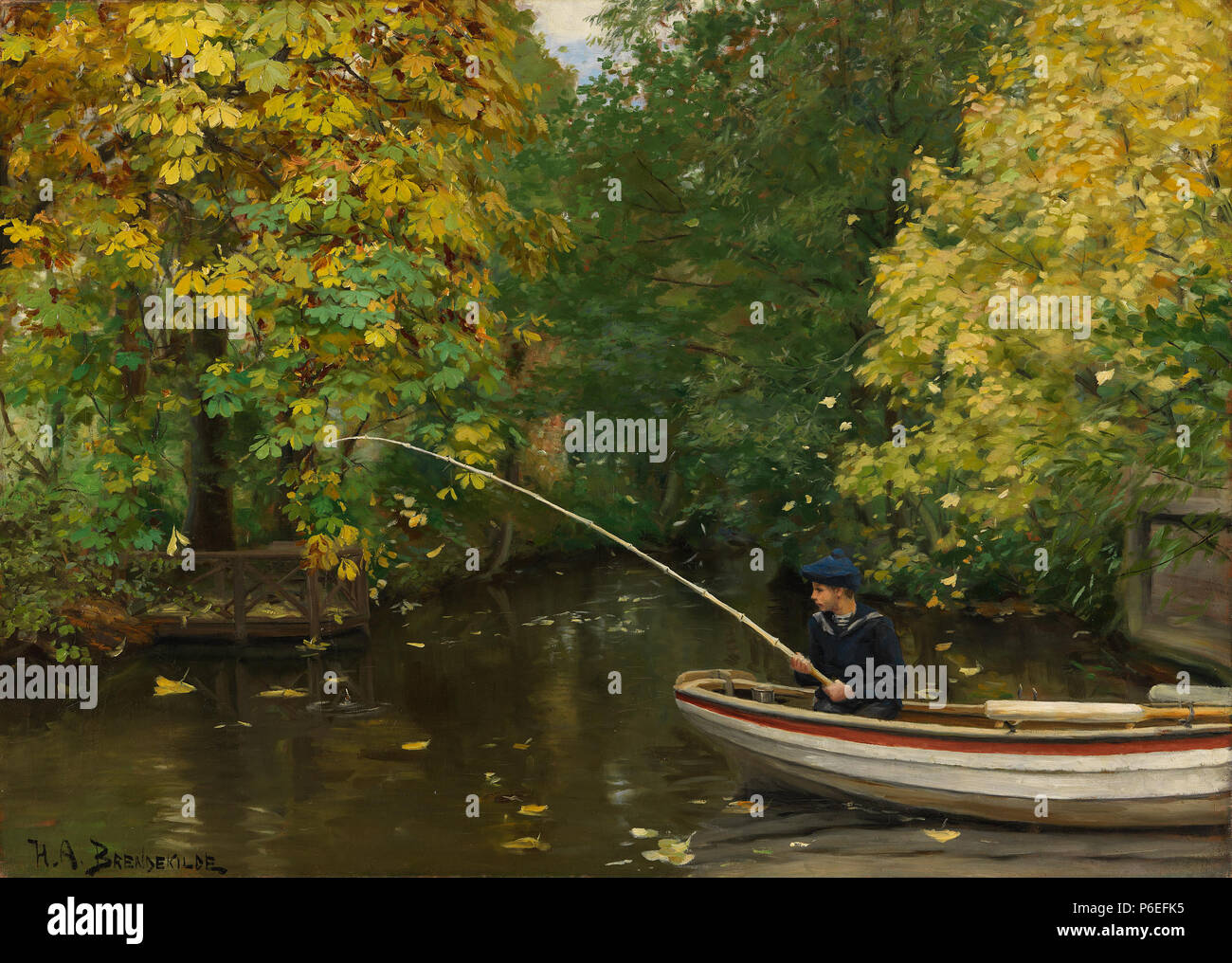 . La pesca Boy circa 1880/90s 8 H. A. Brendekilde - Pesca Boy (1890) Foto Stock