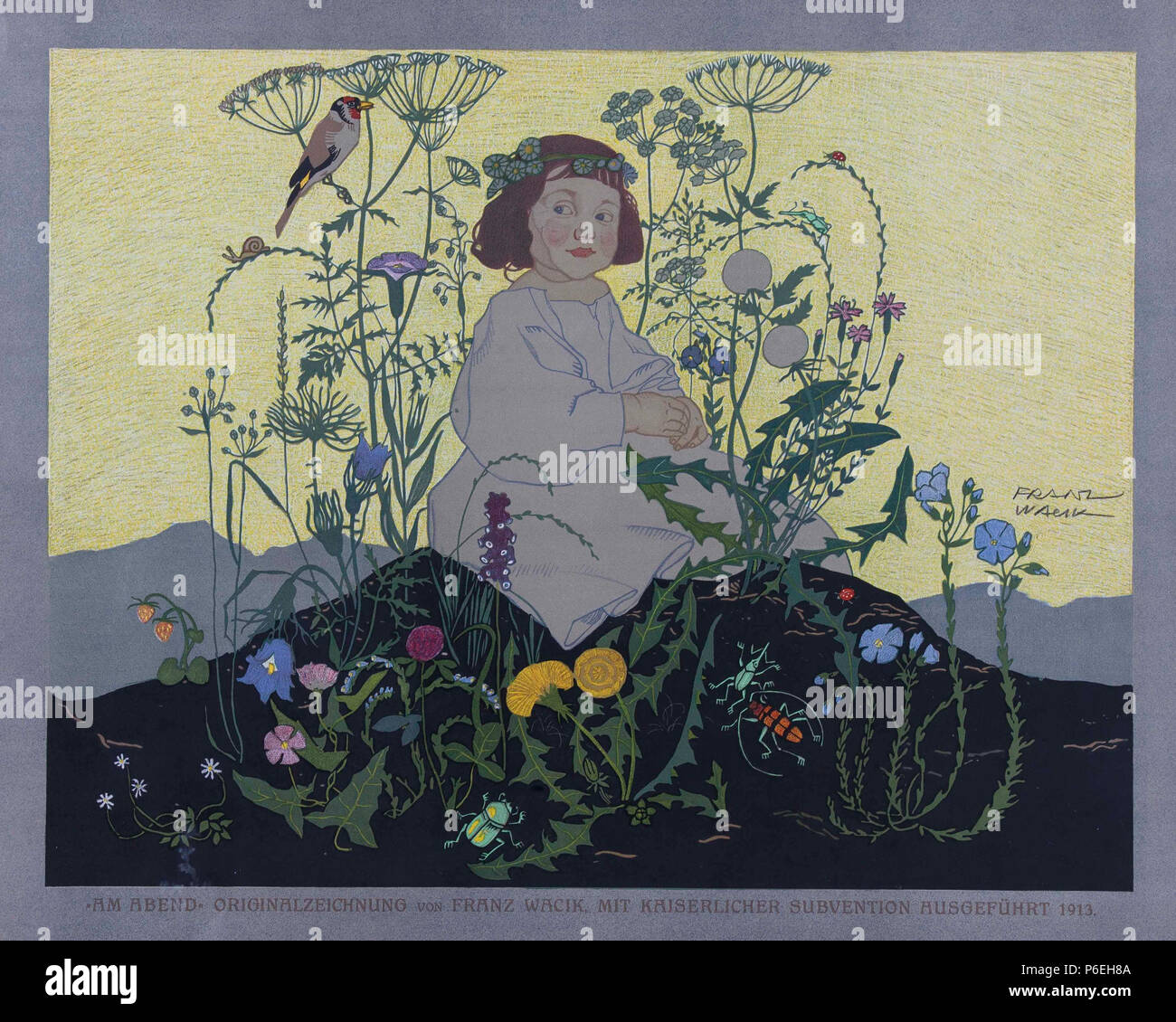 Deutsch: am Abend, 1913, Lithografie . 1913 44 Franz Wacik am Abend 1913 Foto Stock