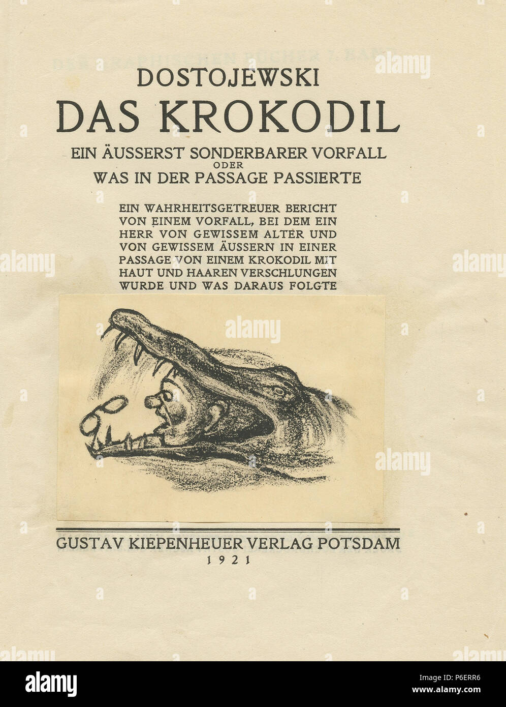 Deutsch: Fjodor Dostojewski: Das Krokodil, illustriert von Rachel Szalit-Marcus, 1921 Titelblatt . 1921 71 Rachel Szalit-Marcus Das Krokodil 1921 Titel Foto Stock
