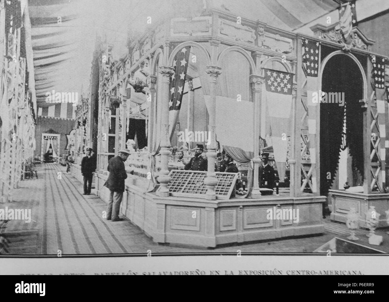 Español: Pabellón de El Salvador en la Exposición Centroamericana de 1897 en Guatemala. Gobierno del generale José María Reina Barrios. 1897 42 ExpoCebtroamericana1897 02 Foto Stock