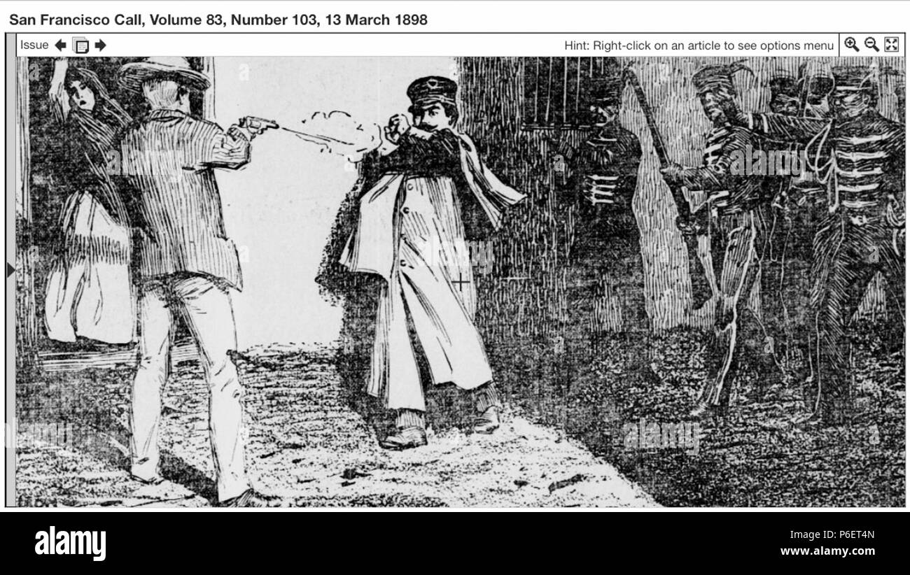 Español: Grabado que rappresentanouna el momento en que el presidente guatemalteco José María Reina Barrios el 8 de Febrero de 1898. 1898 6 Asesinato Reina Barrios 1898 Foto Stock