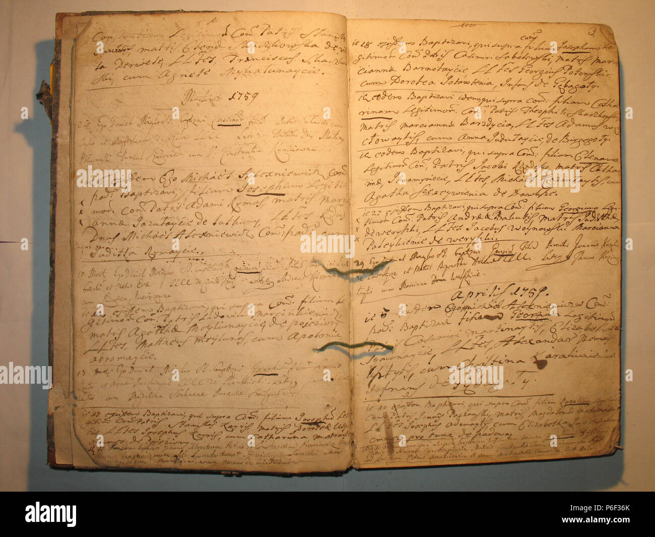 88 Šeduvos RKB 1758-1779 krikšto metrikų knyga 004 Foto Stock