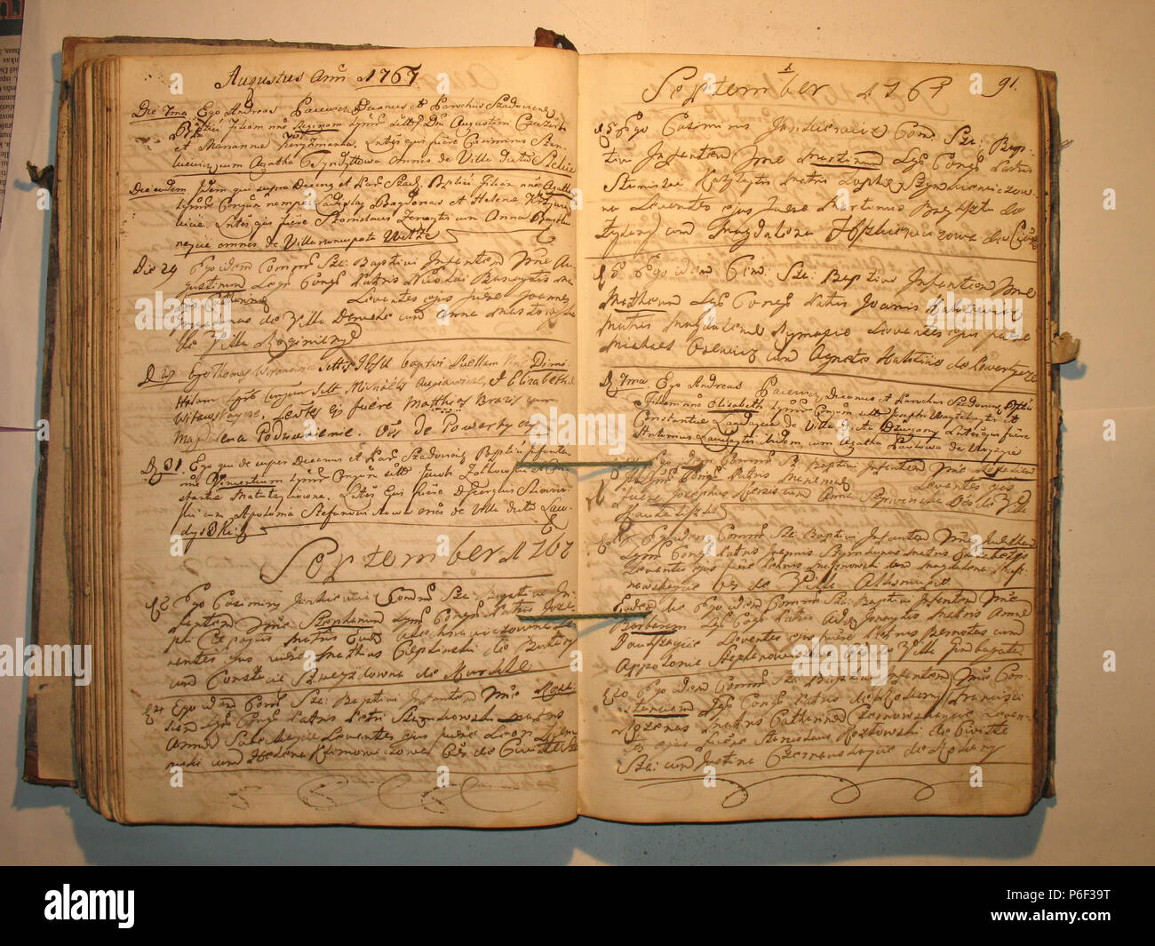 89 Šeduvos RKB 1758-1779 krikšto metrikų knyga 092 Foto Stock