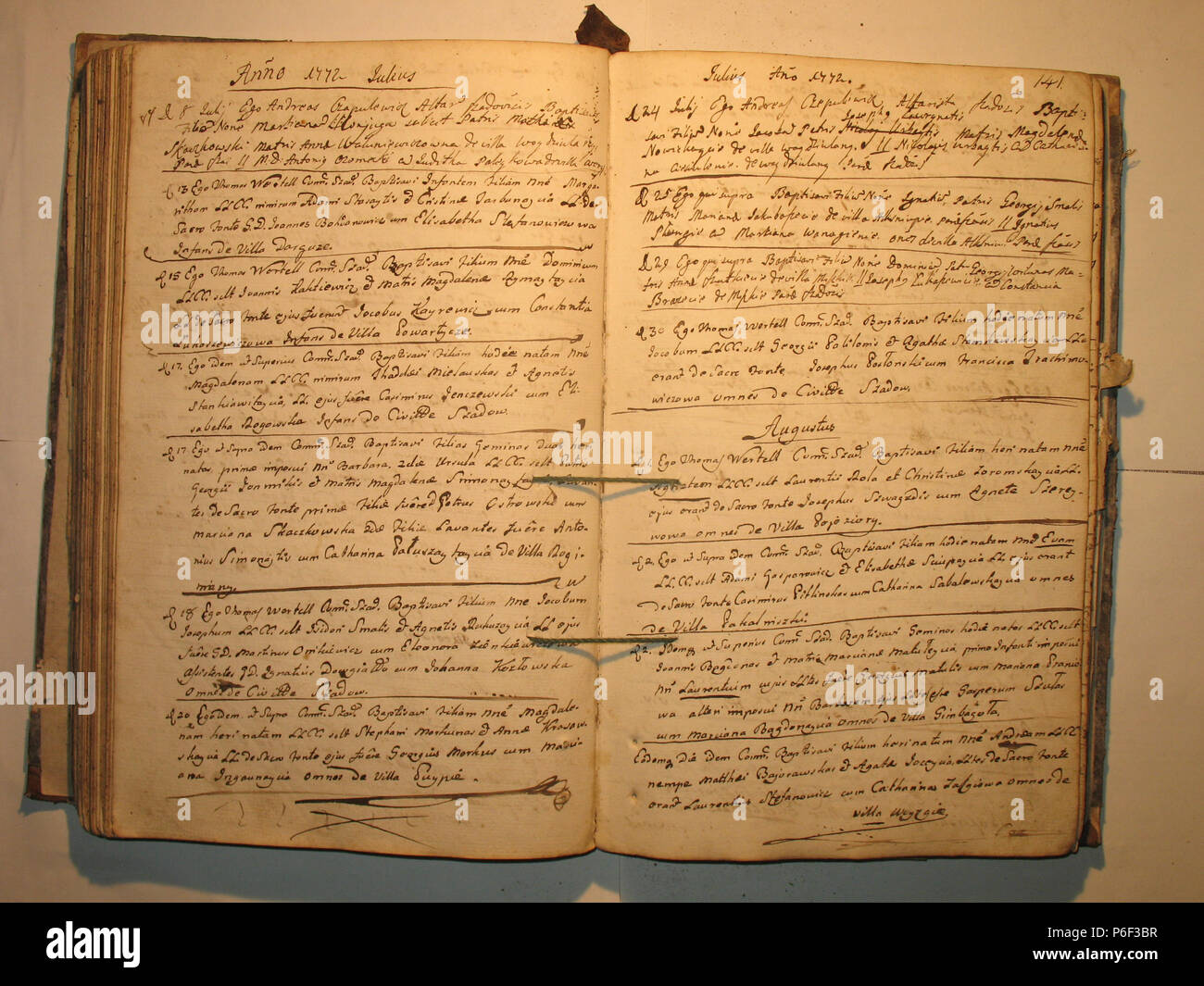 89 Šeduvos RKB 1758-1779 krikšto metrikų knyga 143 Foto Stock