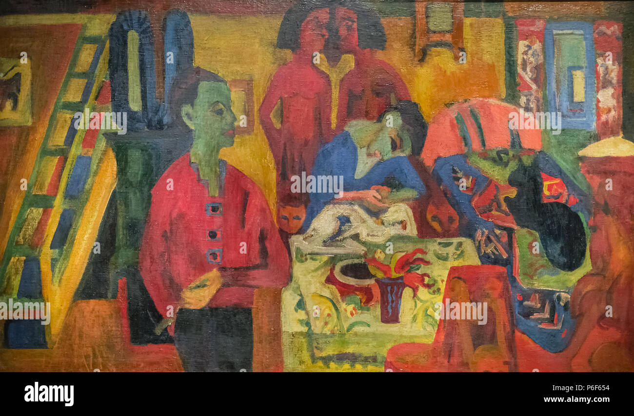 . Interieur mit Maler . Inglese: interno con il pittore Deutsch: Interieur mit Mahler . 1920 41 Ernst Ludwig Kirchner - Interieur mit Mahler 1280945 Foto Stock