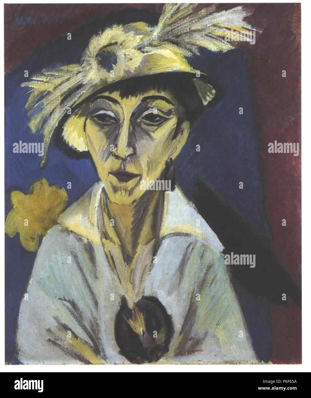 . Ritratto di Erna Schilling titolo alternativo: malata o Lady con hat 1913 41 Kirchner - Kranke Frau Foto Stock