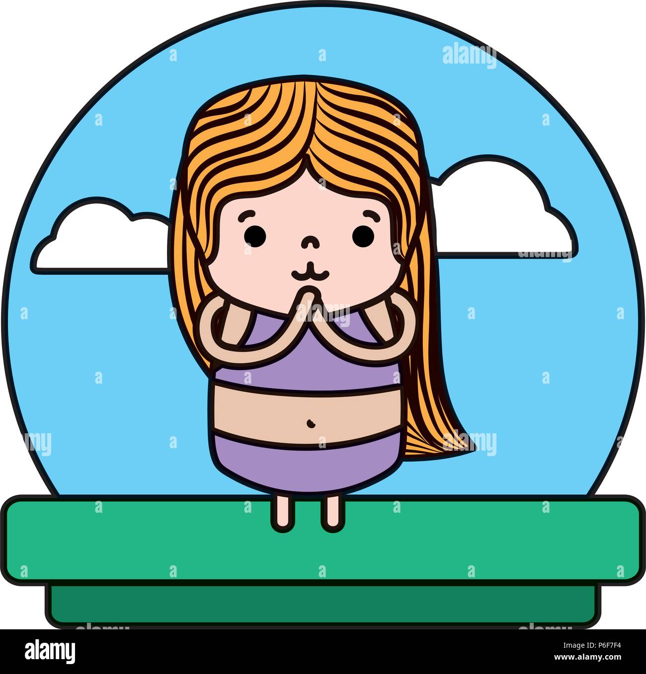 Speranzoso Di Colore Ragazza Con Bluse E Breve Nel Paesaggio Immagine E Vettoriale Alamy