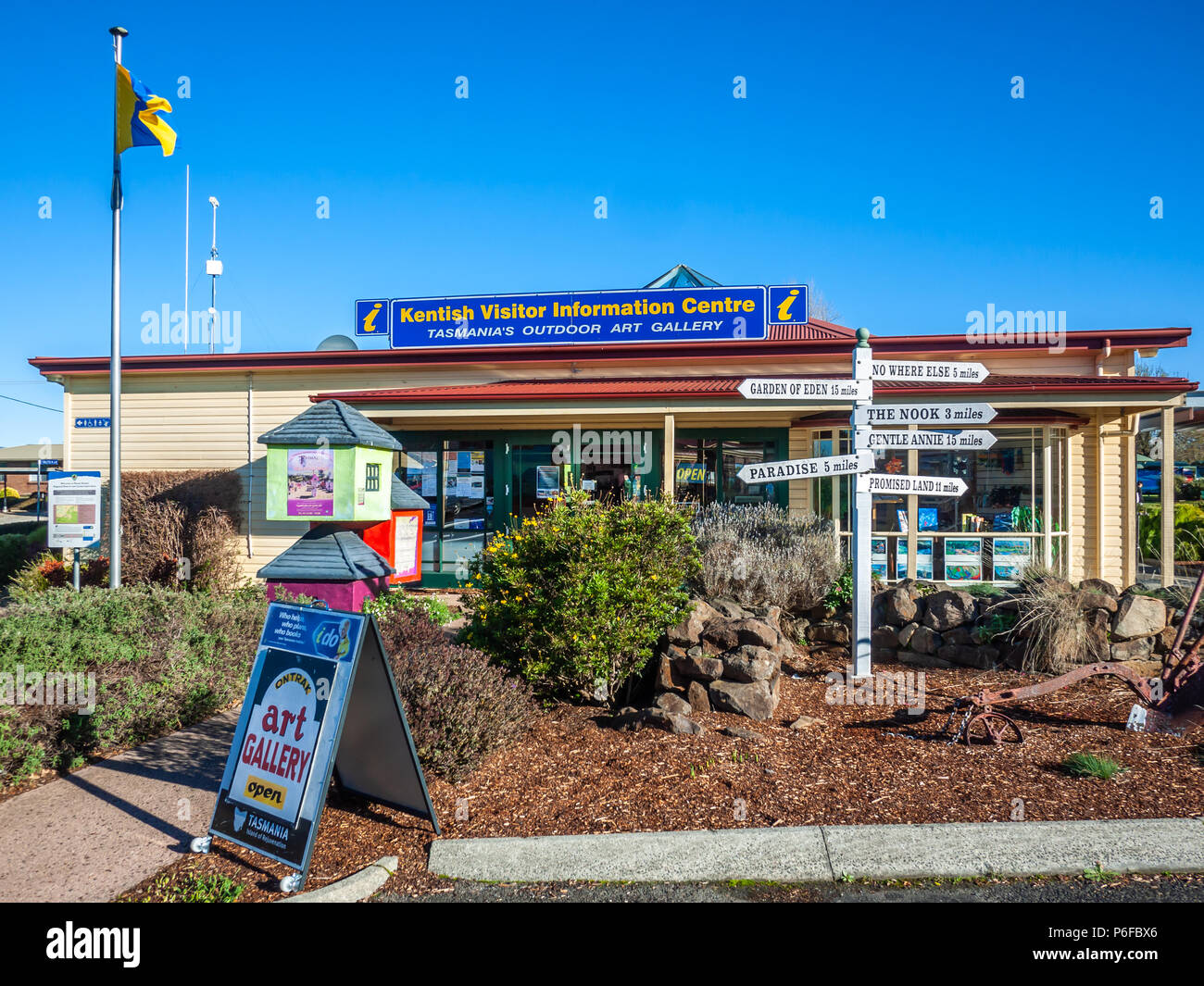 Costruzione di Kentish Visitor Information Centre in Sheffield, Tasmania, Australia. Foto Stock