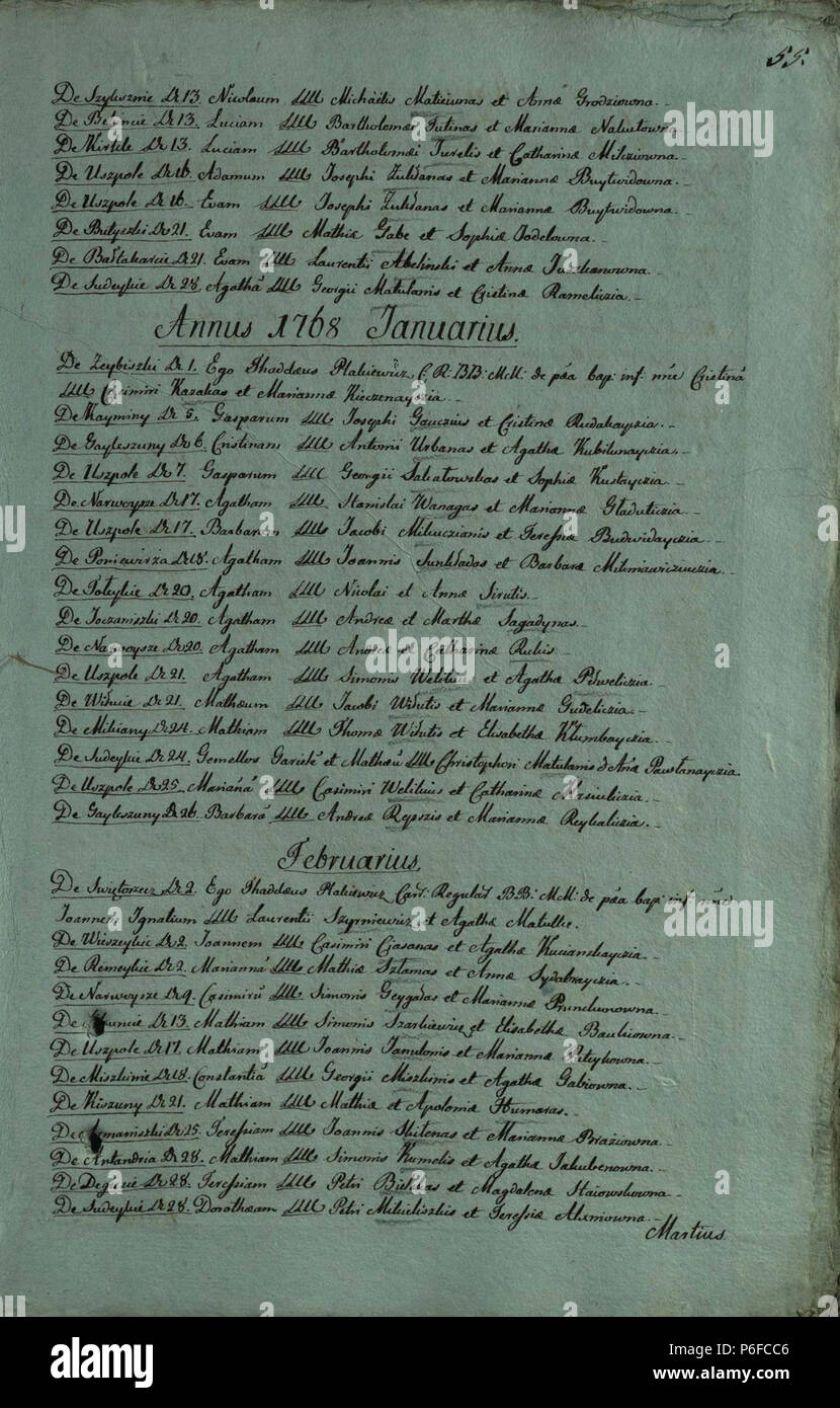 87 Užpalių RKB 1742-1796 krikšto, santuokos ir metrikų mirties knyga 108 Foto Stock