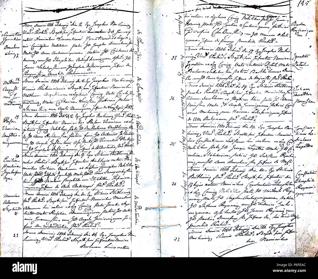 45 Krekenavos RKB 1806-1824 krikštų metrikų knyga 157 Foto Stock