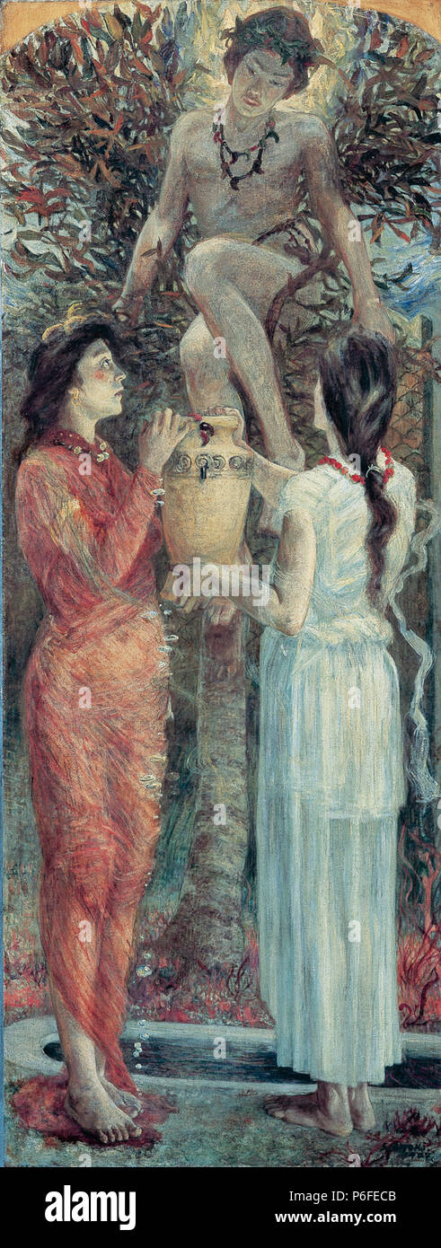 Inglese: Paradiso sotto il mare da Aoki Shigeru, Ishibashi Museum of Art, Kurume, Fukuoka, Giappone 日本語: わだつみのいろこの宮 青木繁筆 . 1907 69 Paradiso sotto il mare da Aoki Shigeru Foto Stock