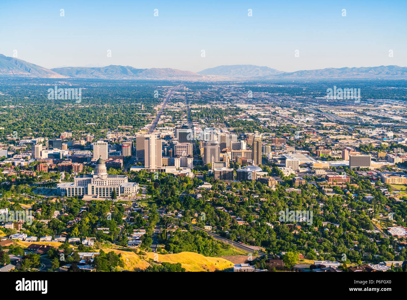 Salt Lake City, Utah, Stati Uniti d'America. 2017/06/14 : bellissima Salt Lake City al tramonto. Foto Stock
