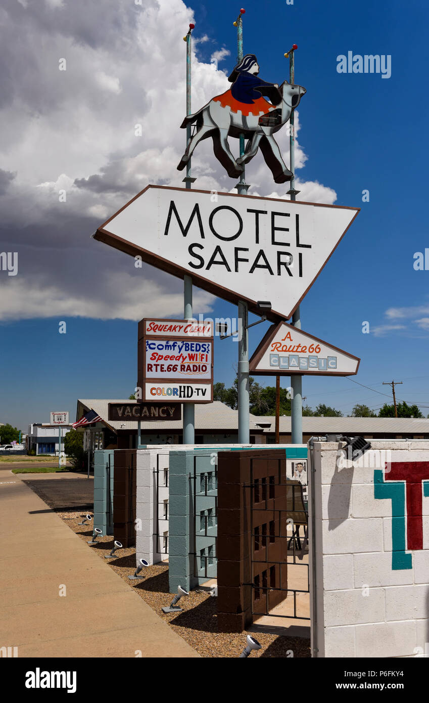 Il Motel Safari in Tucumcari, Nuovo Messico, STATI UNITI D'AMERICA Foto Stock