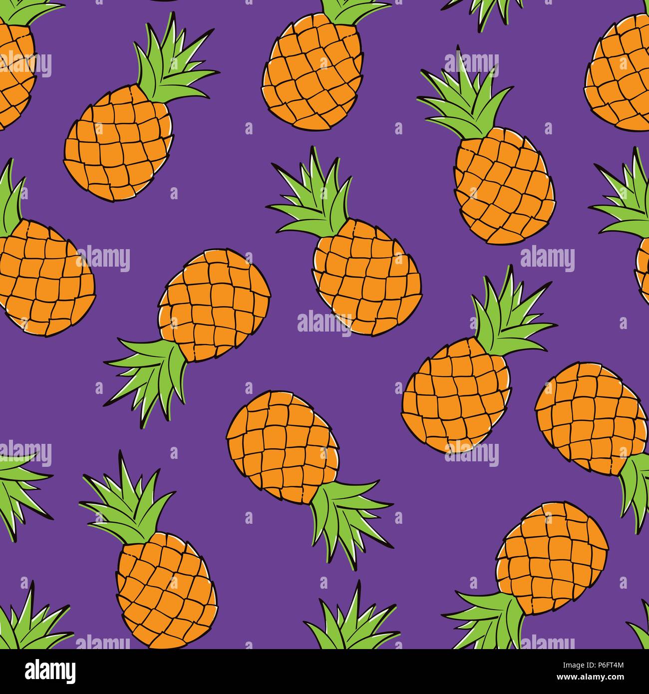 Ananassi pattern seamless. Illustrazione Vettoriale. Gli sfondi di cibo da frutta. I colori Pantone. Illustrazione Vettoriale