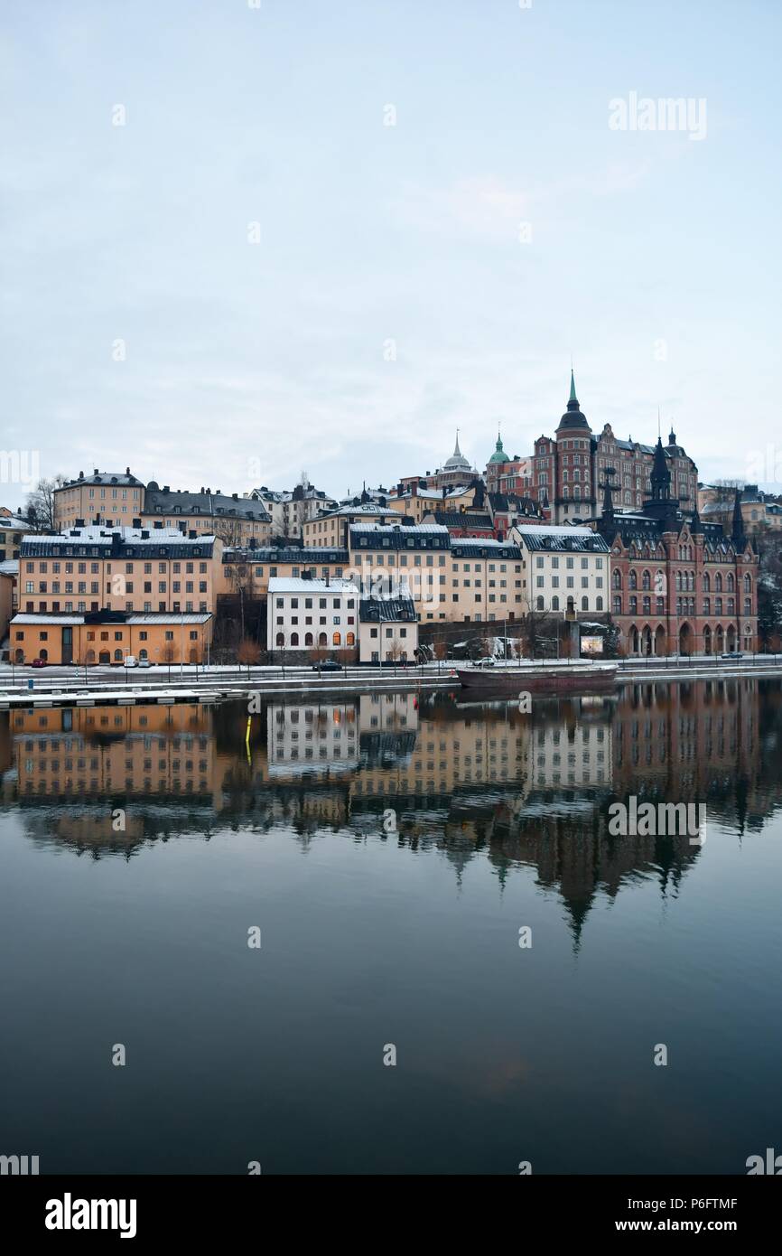 Un calmo mattino invernale a Stoccolma, Svezia. Febbraio, 2018. Foto Stock