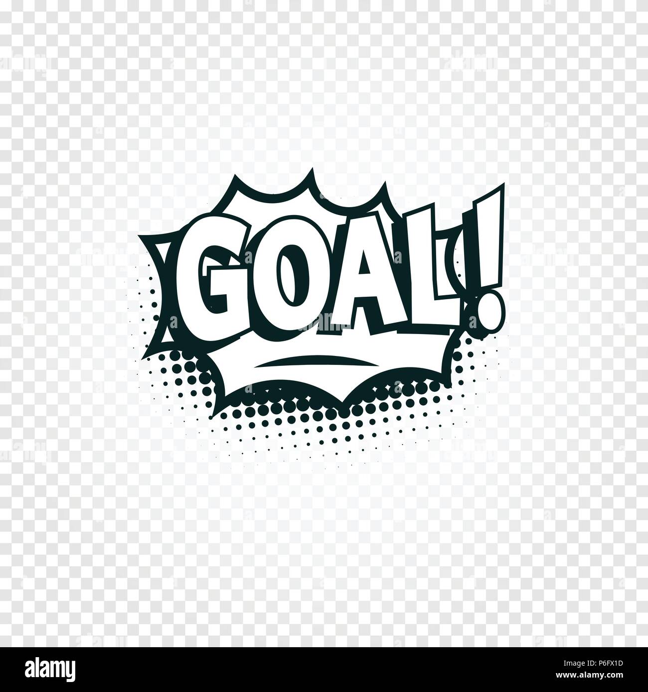 Goal Icona comics cloud con Ombreggiatura dei Mezzitoni, obiettivo gridare il testo in bolla, fumetti stilizzata sulla trasparenza dello sfondo. Calcio, calcio elemento di design, modello di logo, isolato illustrazione. Illustrazione Vettoriale