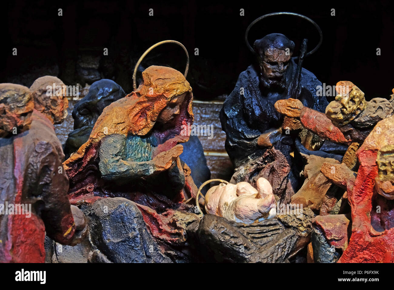 Scena della natività, la nascita di Gesù, San Biagio Chiesa a Zagabria in Croazia Foto Stock