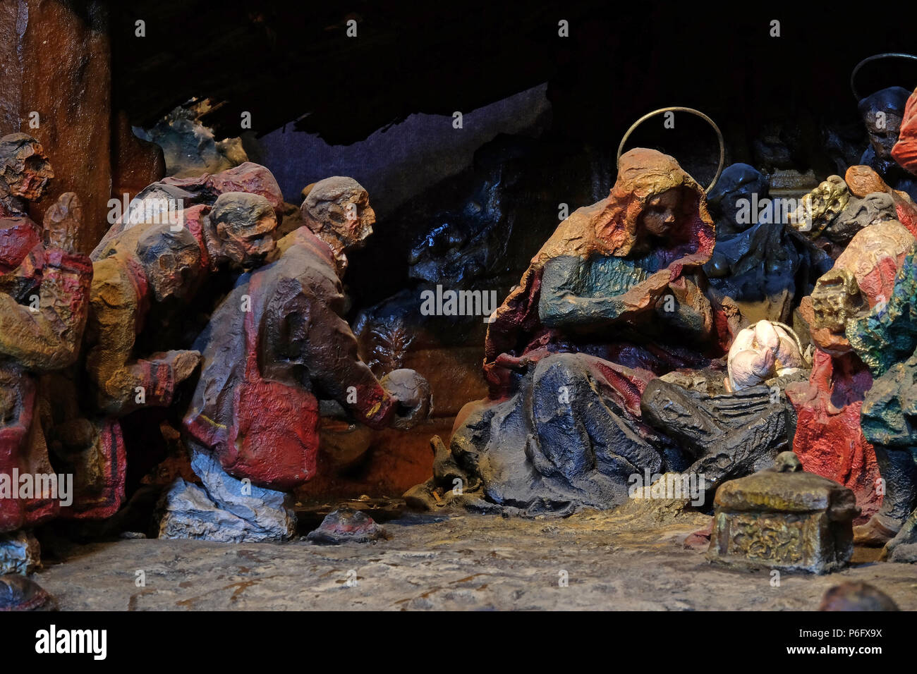Scena della natività, la nascita di Gesù, San Biagio Chiesa a Zagabria in Croazia Foto Stock
