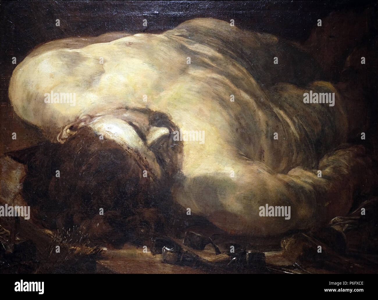 Cristo morto, scuola lombarda, olio su tela, 16 secolo, la passione in arte da Museo Mimara a Zagabria in Croazia Foto Stock