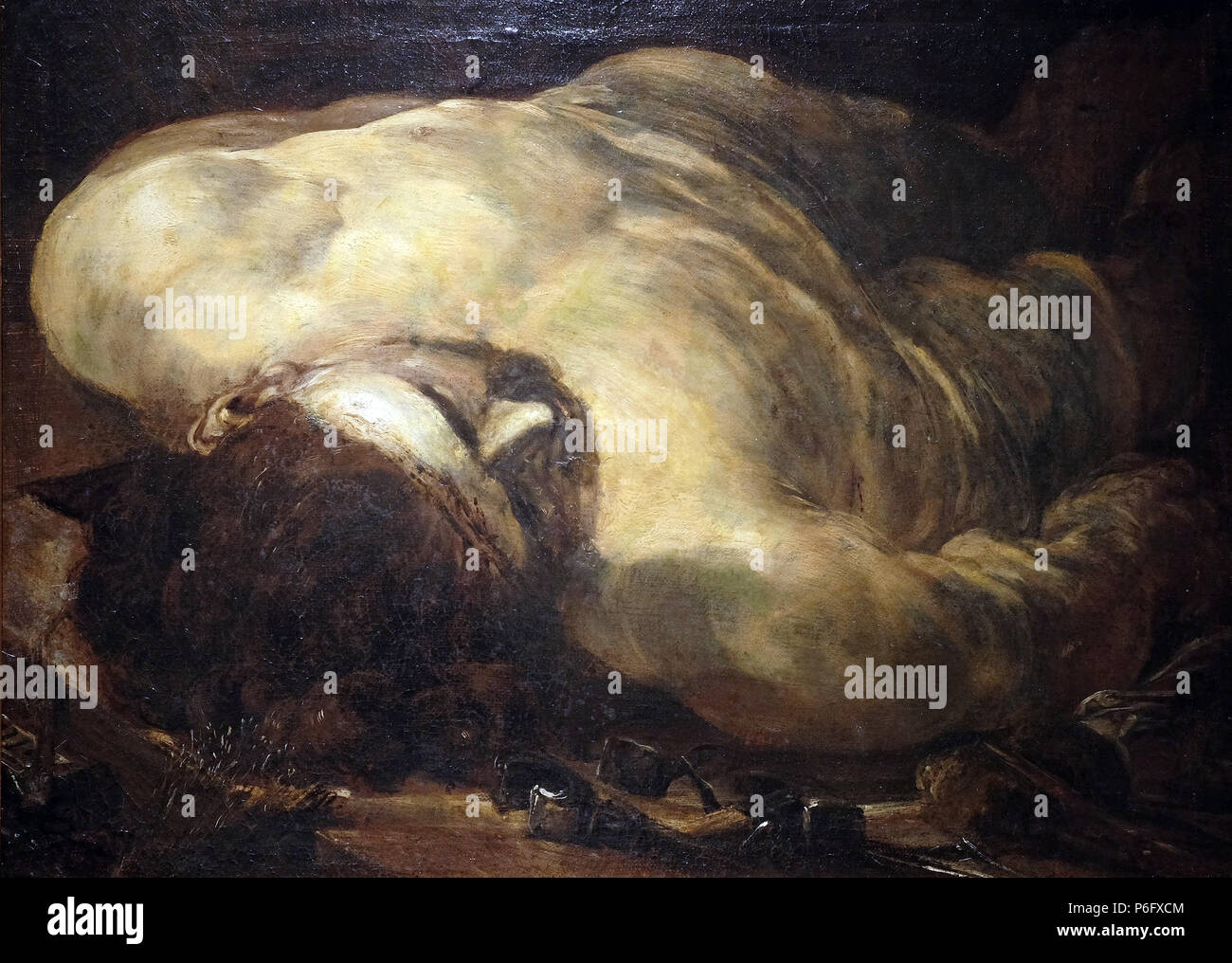 Cristo morto, scuola lombarda, olio su tela, 16 secolo, la passione in arte da Museo Mimara a Zagabria in Croazia Foto Stock