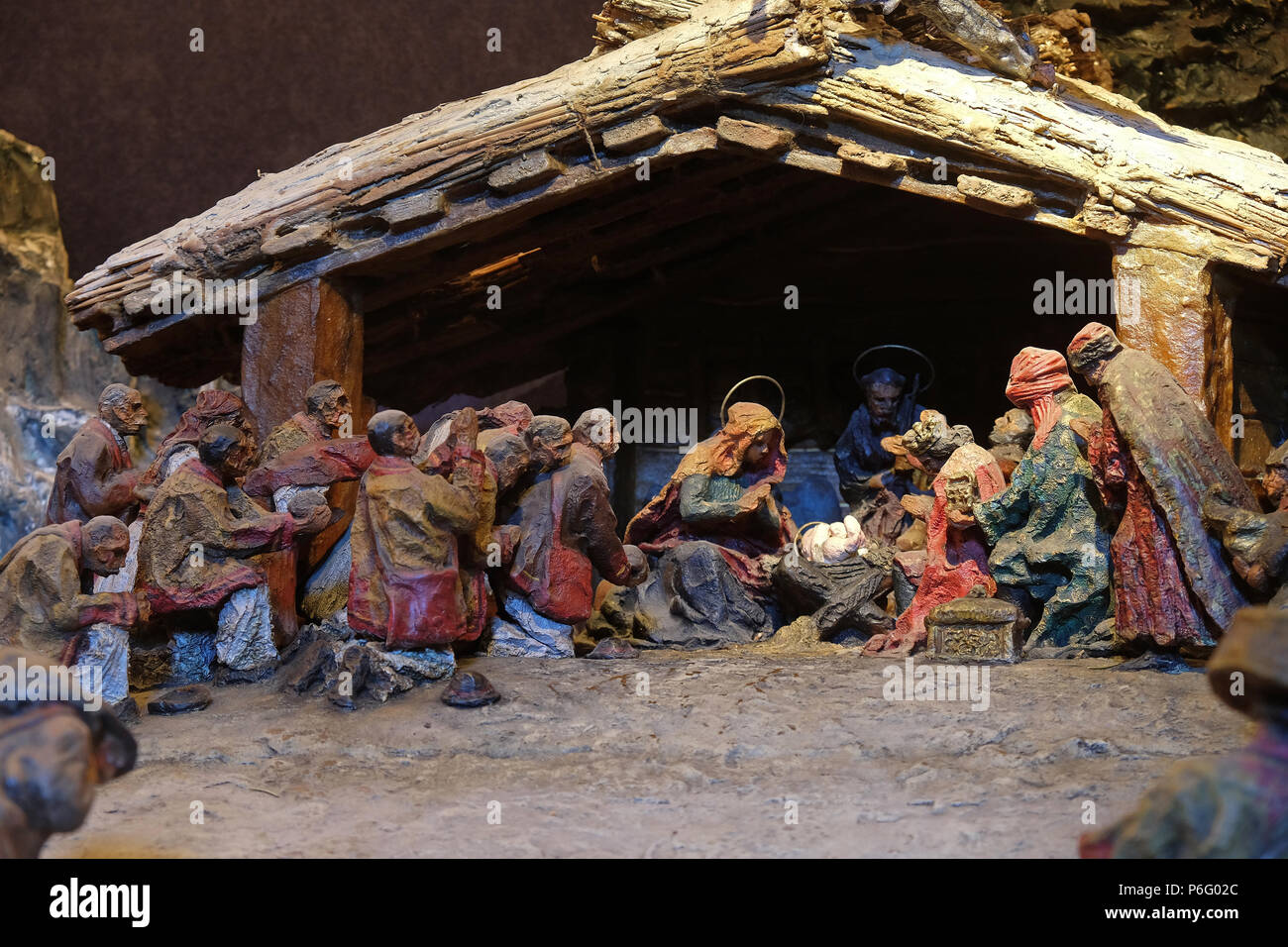 Scena della natività, la nascita di Gesù, San Biagio Chiesa a Zagabria in Croazia, Foto Stock