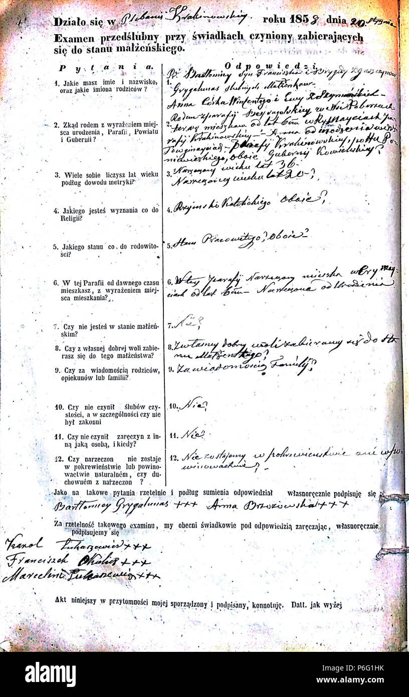 . Krekenavos RKB 1855-1860 priešsantuokin?s apklausos knyga. Krekenavos Šv?. Mergel?s Marijos ?mimo ? Dang? 1855-1860 bazilikos incontrato? Priešsantuokin?s apklausos knyga . N/A 53 Krekenavos RKB 1855-1860 PS apklausos knyga 139 Foto Stock