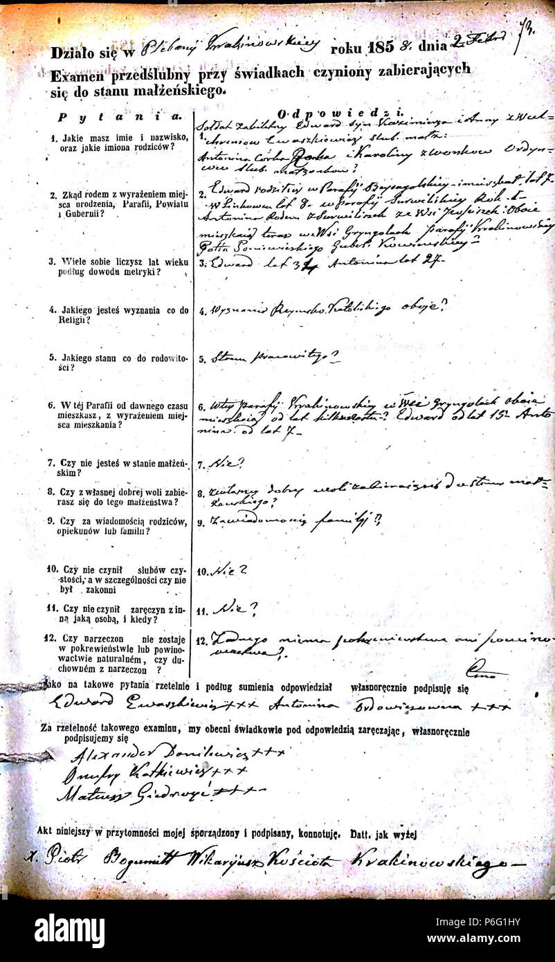 . Krekenavos RKB 1855-1860 priešsantuokin?s apklausos knyga. Krekenavos Šv?. Mergel?s Marijos ?mimo ? Dang? 1855-1860 bazilikos incontrato? Priešsantuokin?s apklausos knyga . N/A 54 Krekenavos RKB 1855-1860 PS apklausos knyga 146 Foto Stock