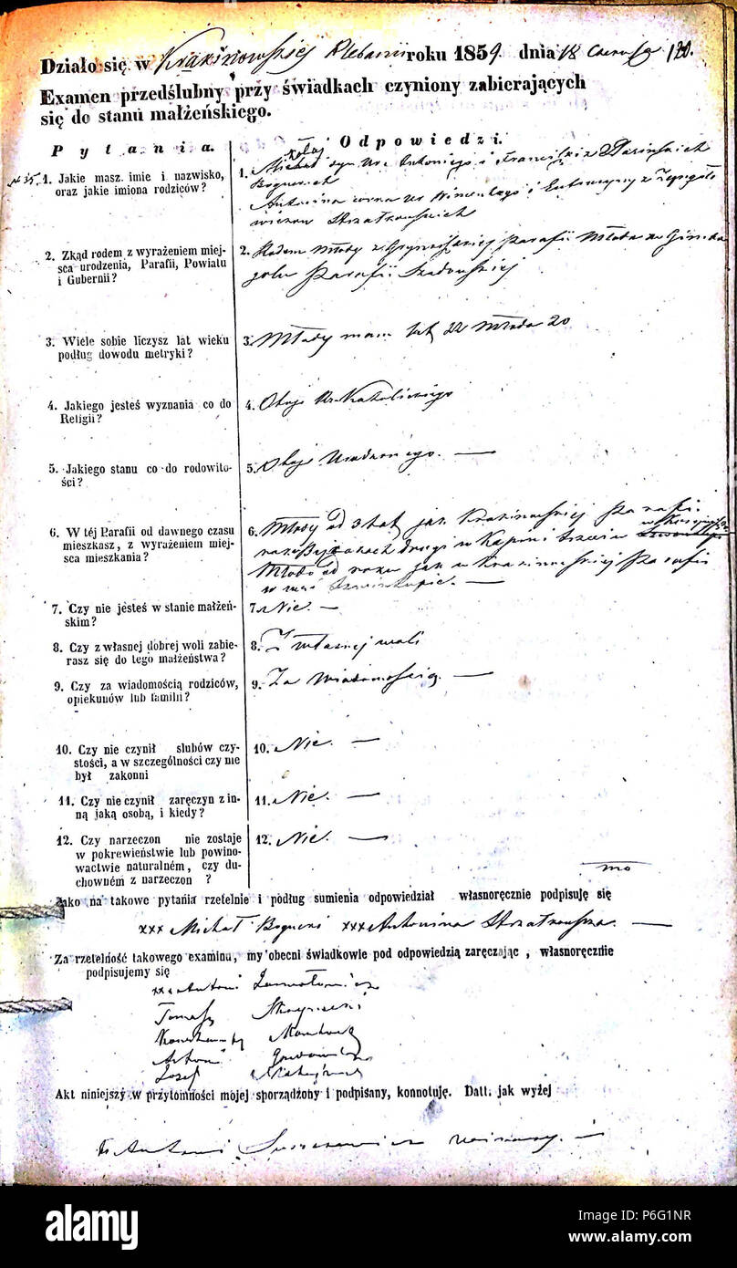 . Krekenavos RKB 1855-1860 priešsantuokin?s apklausos knyga. Krekenavos Šv?. Mergel?s Marijos ?mimo ? Dang? 1855-1860 bazilikos incontrato? Priešsantuokin?s apklausos knyga . N/A 54 Krekenavos RKB 1855-1860 PS apklausos knyga 240 Foto Stock