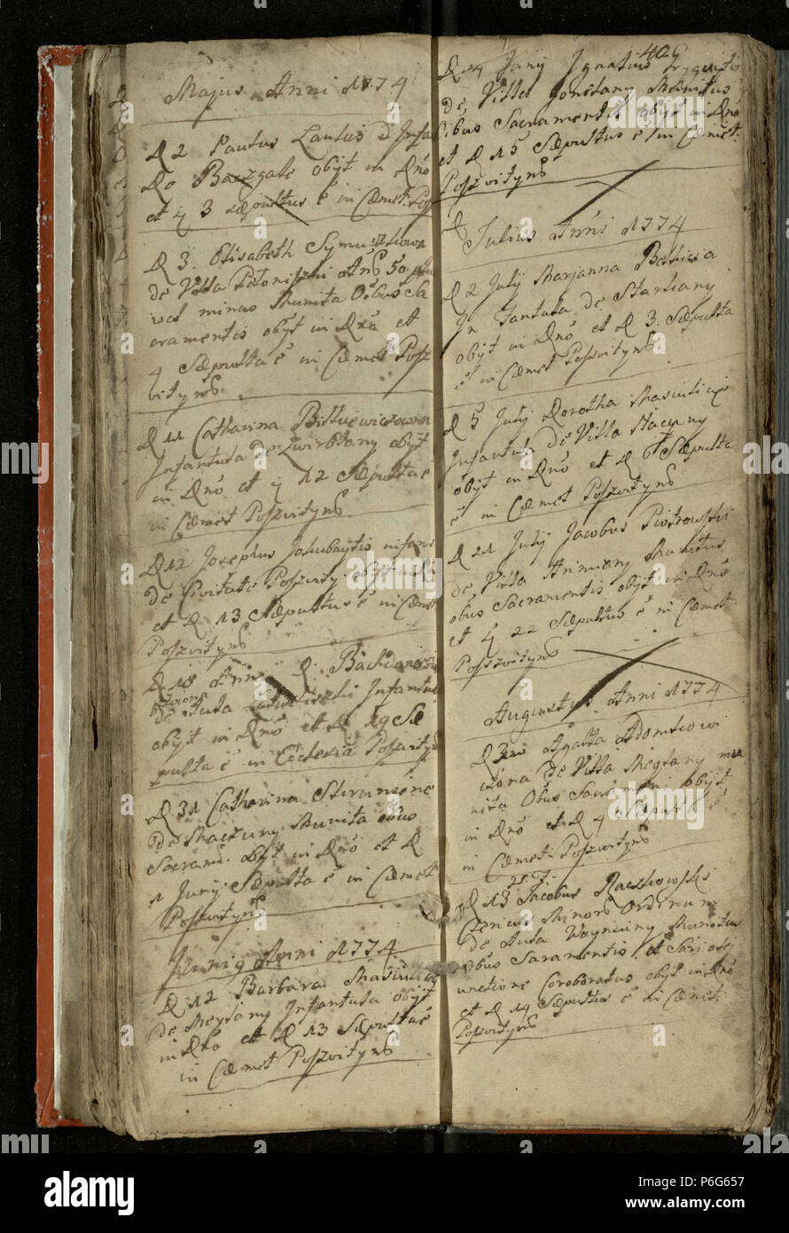 69 Pašvitinio RKB 1745-1793 mirties metrikų knyga 038 Foto Stock