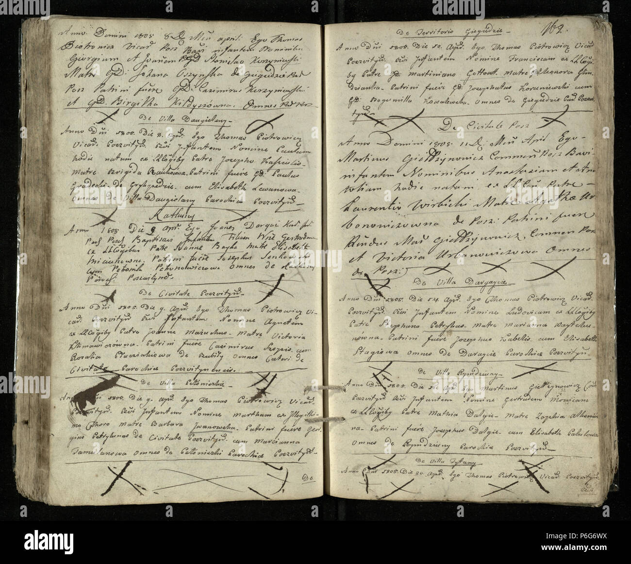 72 Pašvitinio RKB 1793-1811 krikšto metrikų knyga 162 Foto Stock