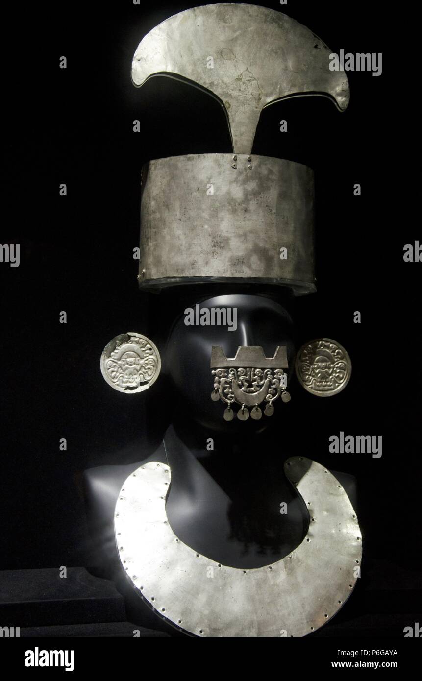 Gioielleria precolombiana cultura Chimú 1100 AC-1470 AC Perú. Foto Stock