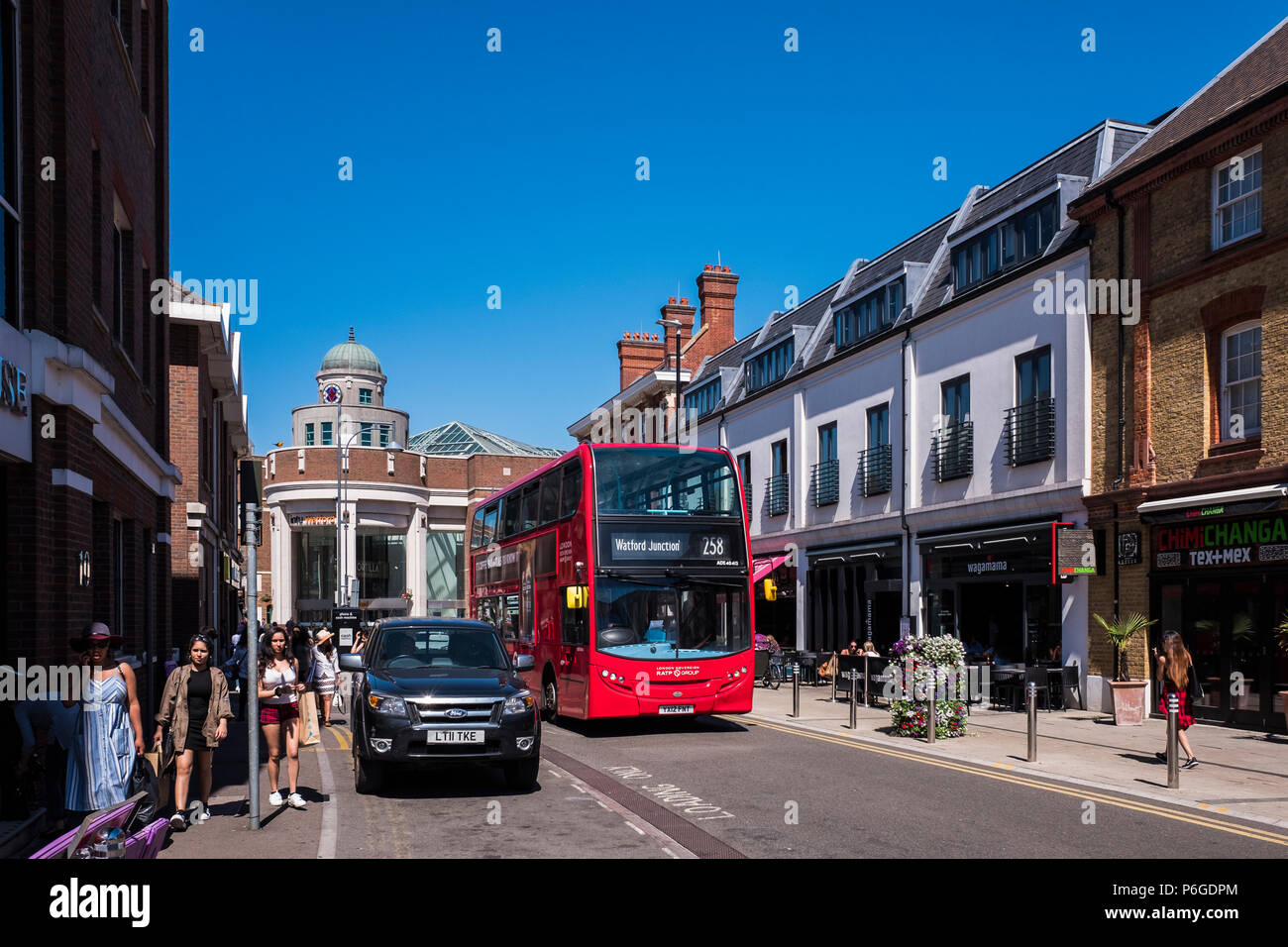 Watford Town Center, Hertfordshire, England, Regno Unito Foto Stock