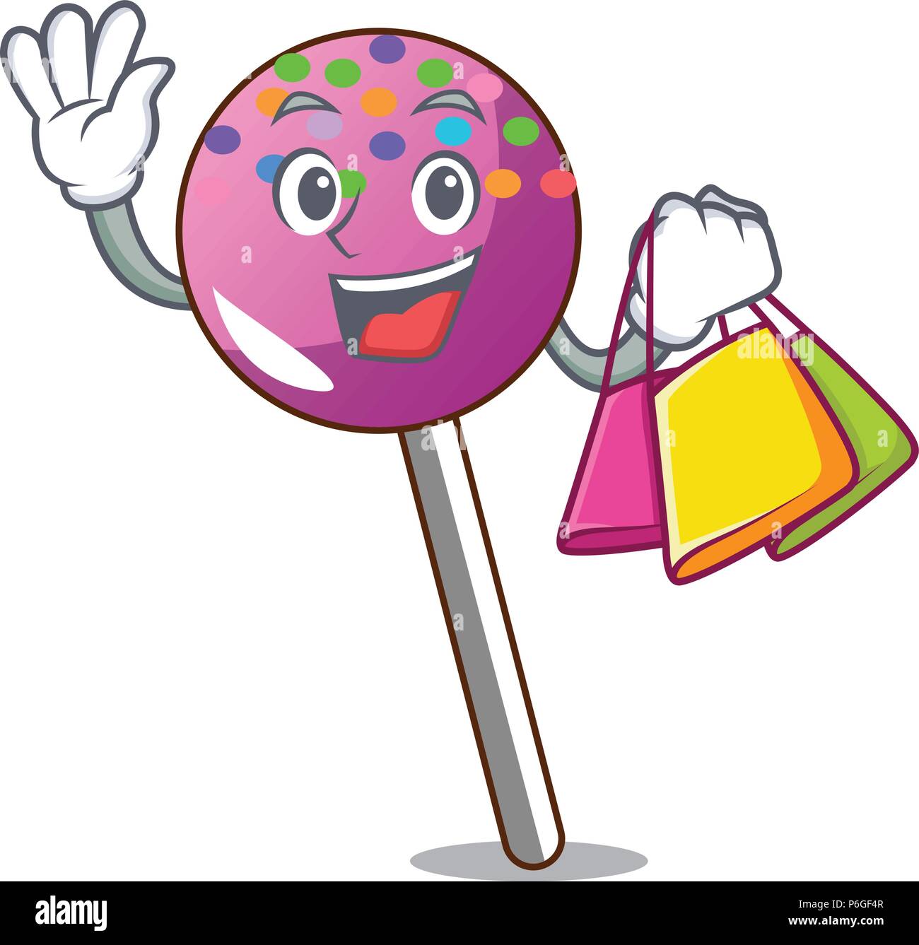 Shopping lollipop con carattere irrora cartoon Illustrazione Vettoriale