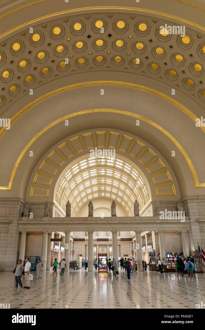 La plafoniera centrale. La Union Station. Washington DC, Stati Uniti d'America Foto Stock
