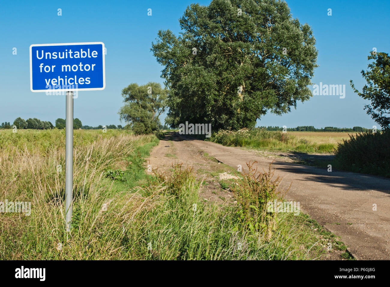 Inadatto per veicoli a motore segno sul bordo di un branco, vicino Aldreth, Cambridgeshire Foto Stock