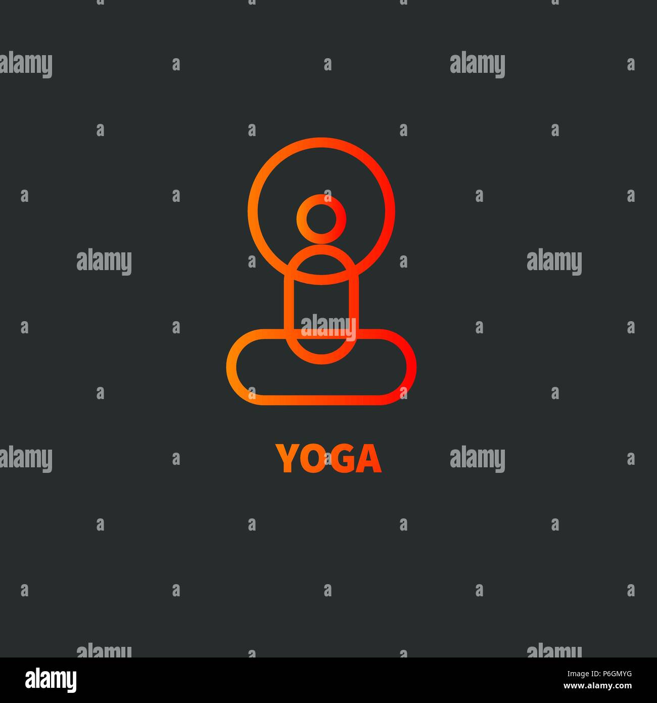 Il Minimo Di Yoga Icona Stilizzata Di Asana Logo Di Studio Di Yoga Linea Icona Gradiente Illustrazione Vettoriale Immagine E Vettoriale Alamy