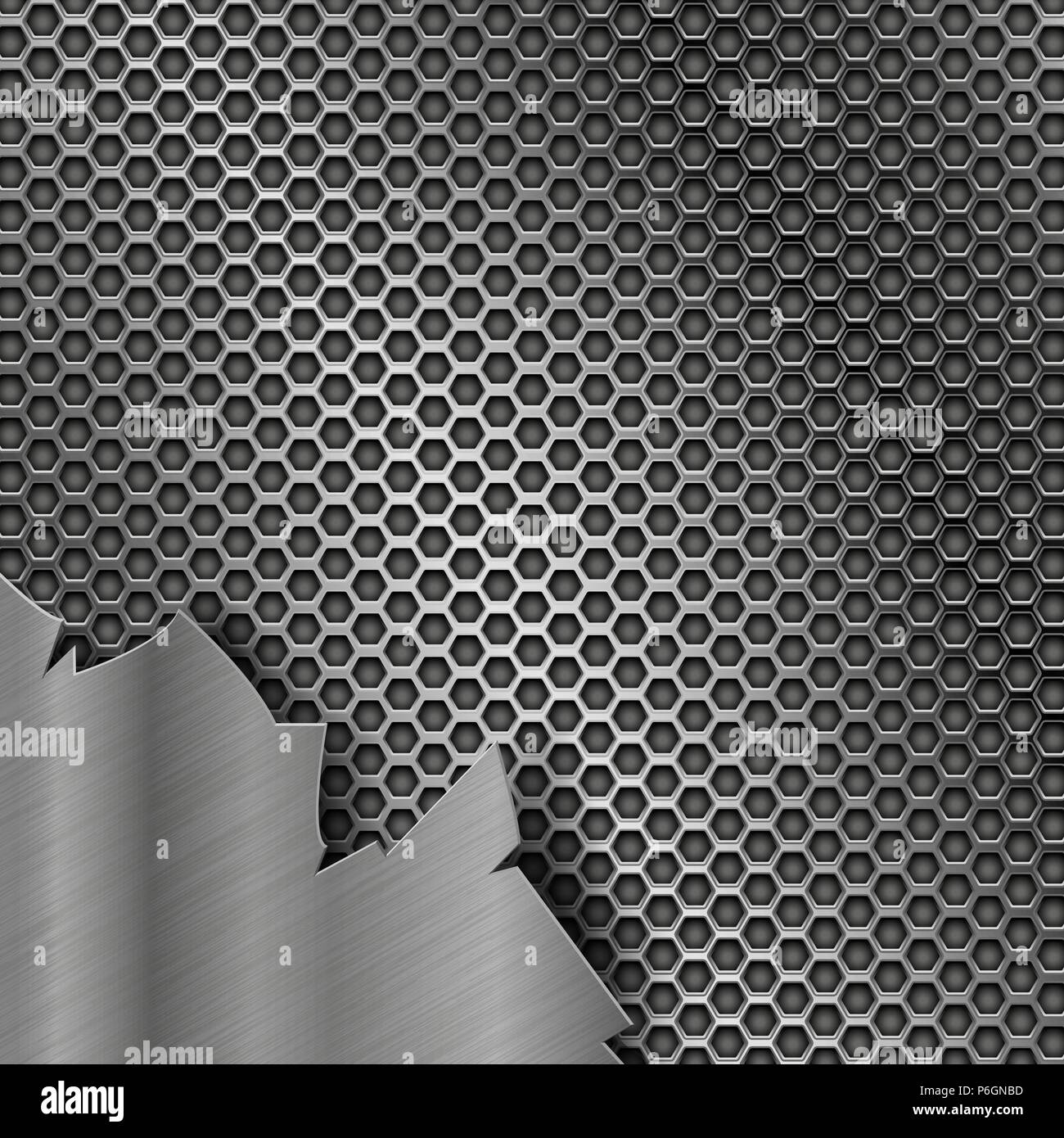Metallica forata con texture strappata elemento ferro Illustrazione Vettoriale