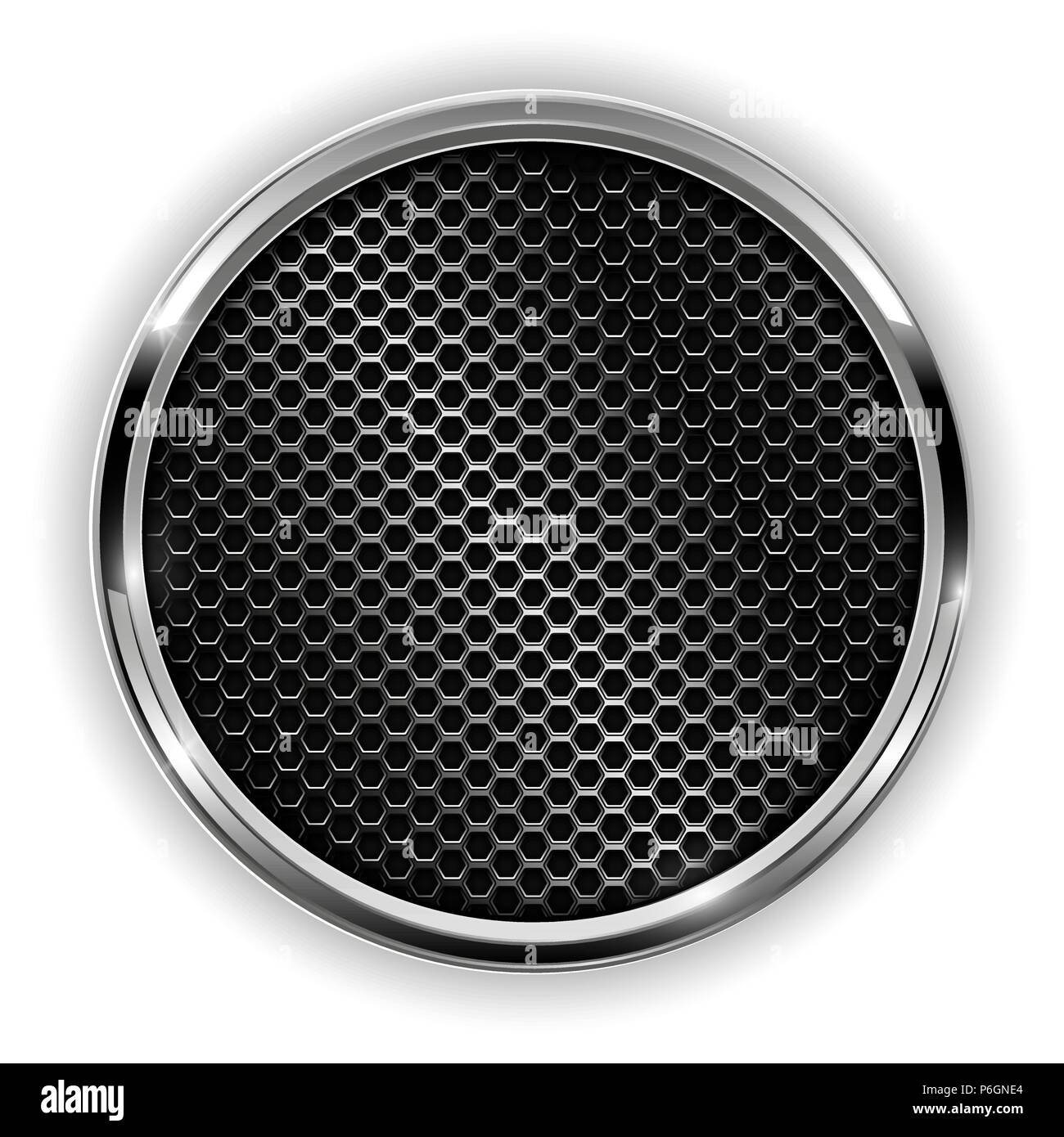 Metallo cromato pulsante forato Illustrazione Vettoriale