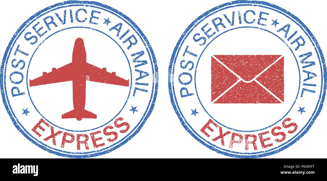 Servizio di posta express posta aerea annulli postali Illustrazione Vettoriale