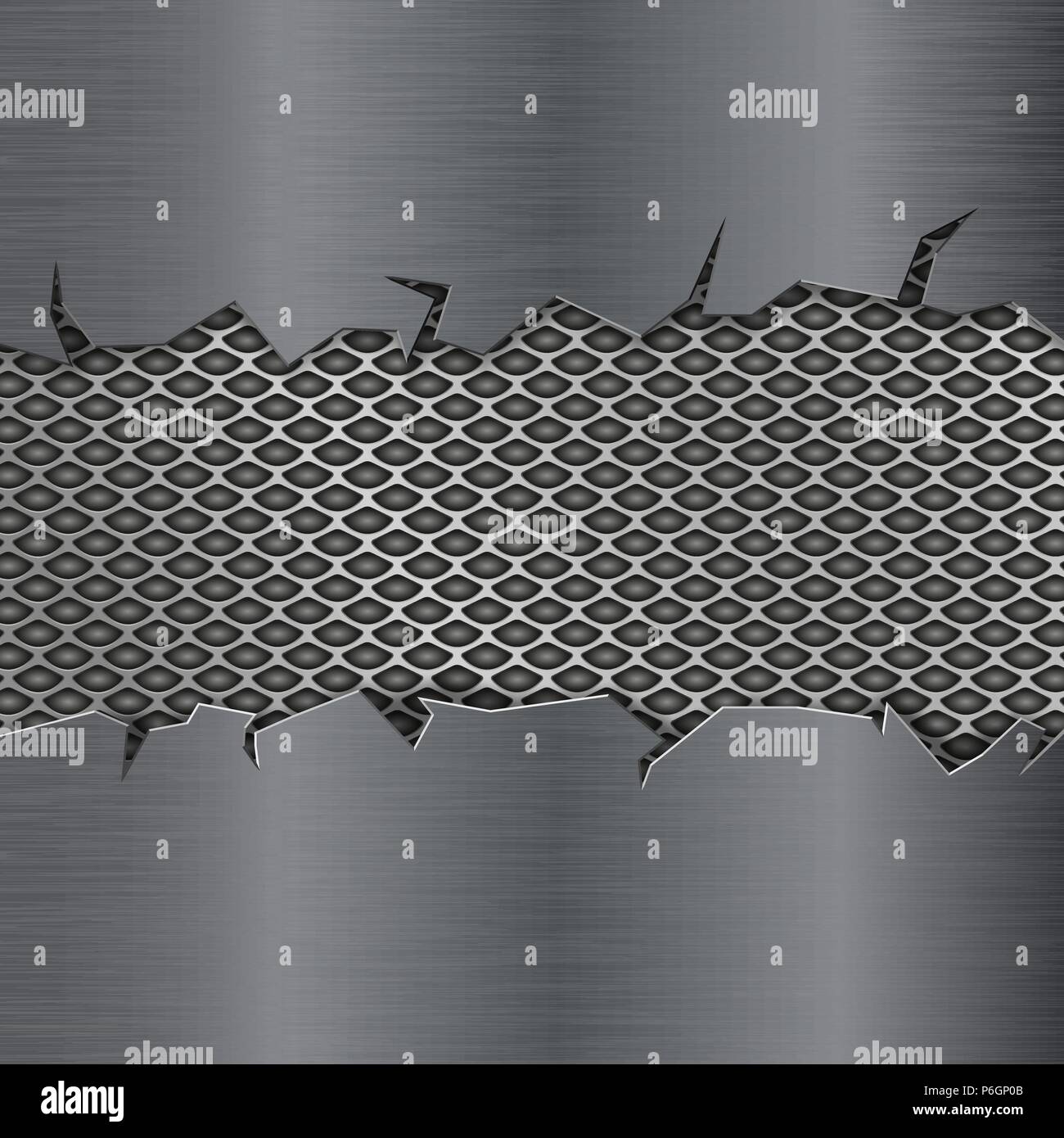 Texture di metallo con i bordi strappati e perforazione Illustrazione Vettoriale