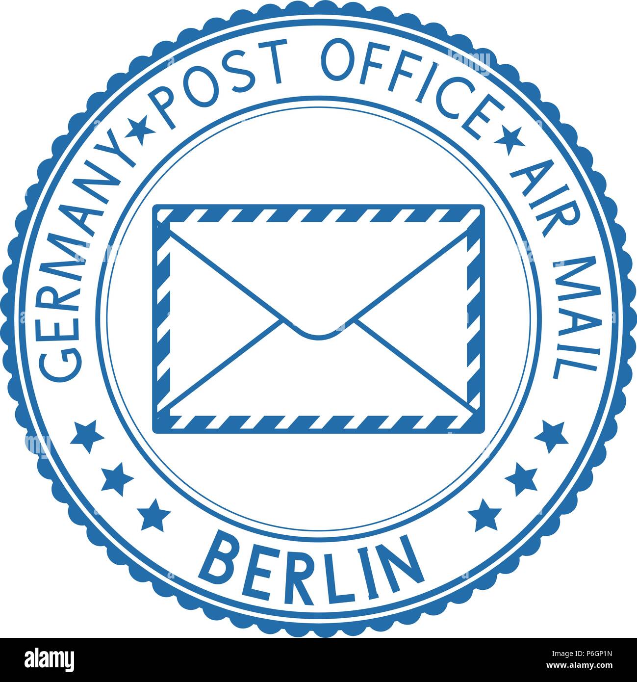 Rotondo blu timbro postale di Berlino per la busta Illustrazione Vettoriale