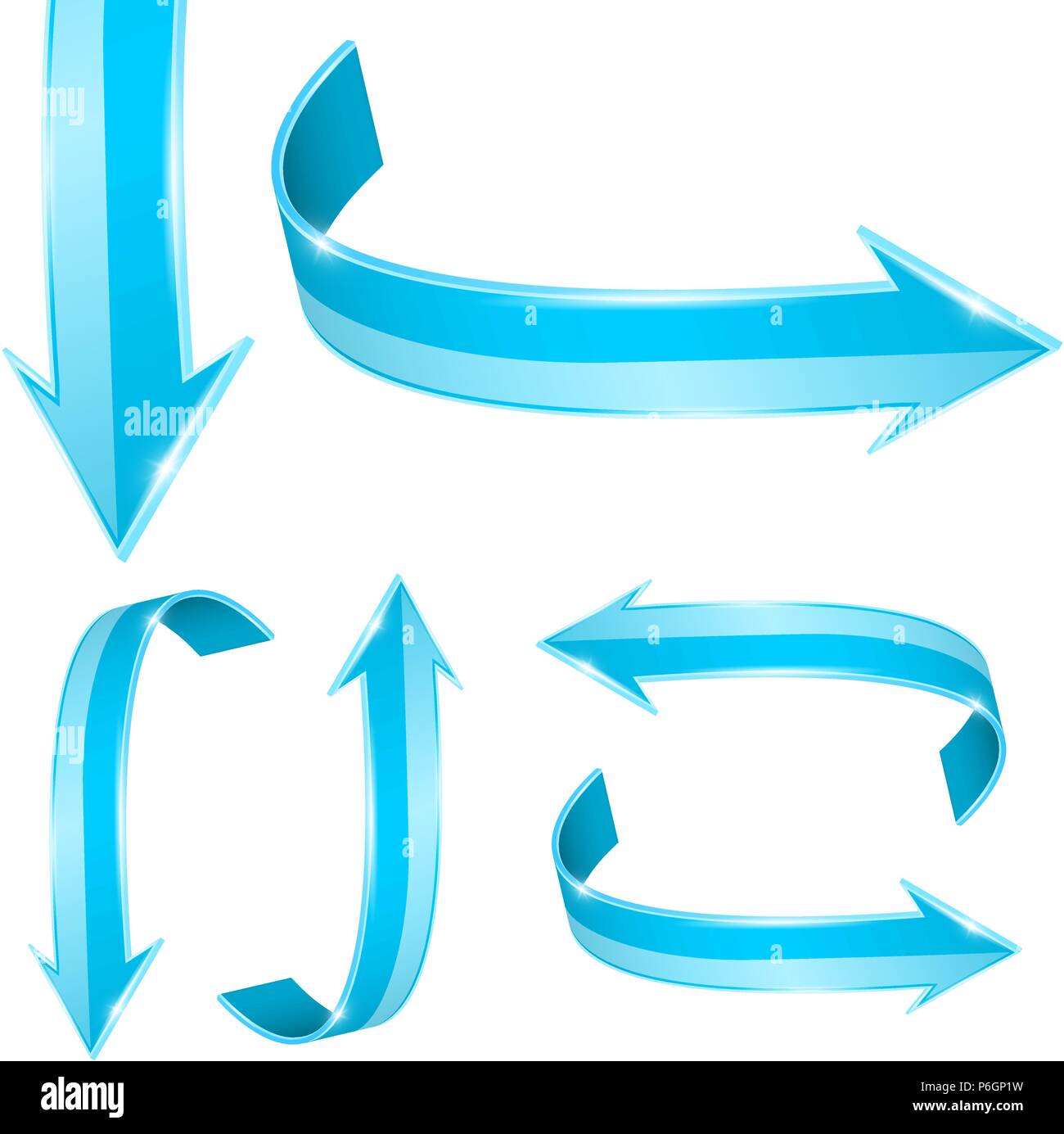 Le frecce blu. Web 3d icone lucido Illustrazione Vettoriale