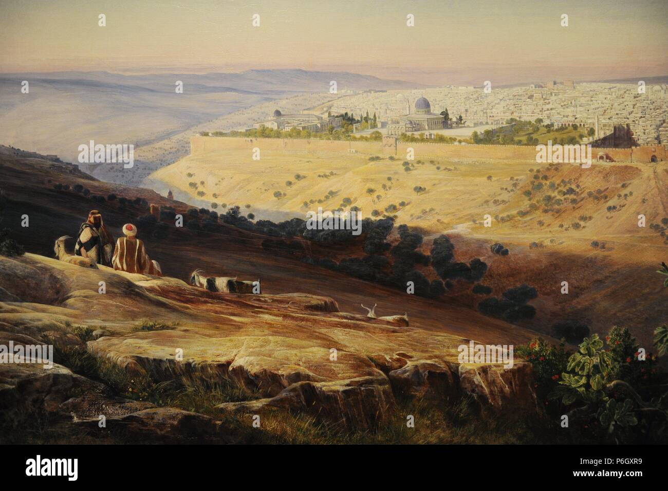 Edward Lear (1812-1888). Pittore inglese. Gerusalemme dal monte degli Ulivi, 1858-59. Olio su carta su tela. Museo di Israele. Gerusalemme. Foto Stock