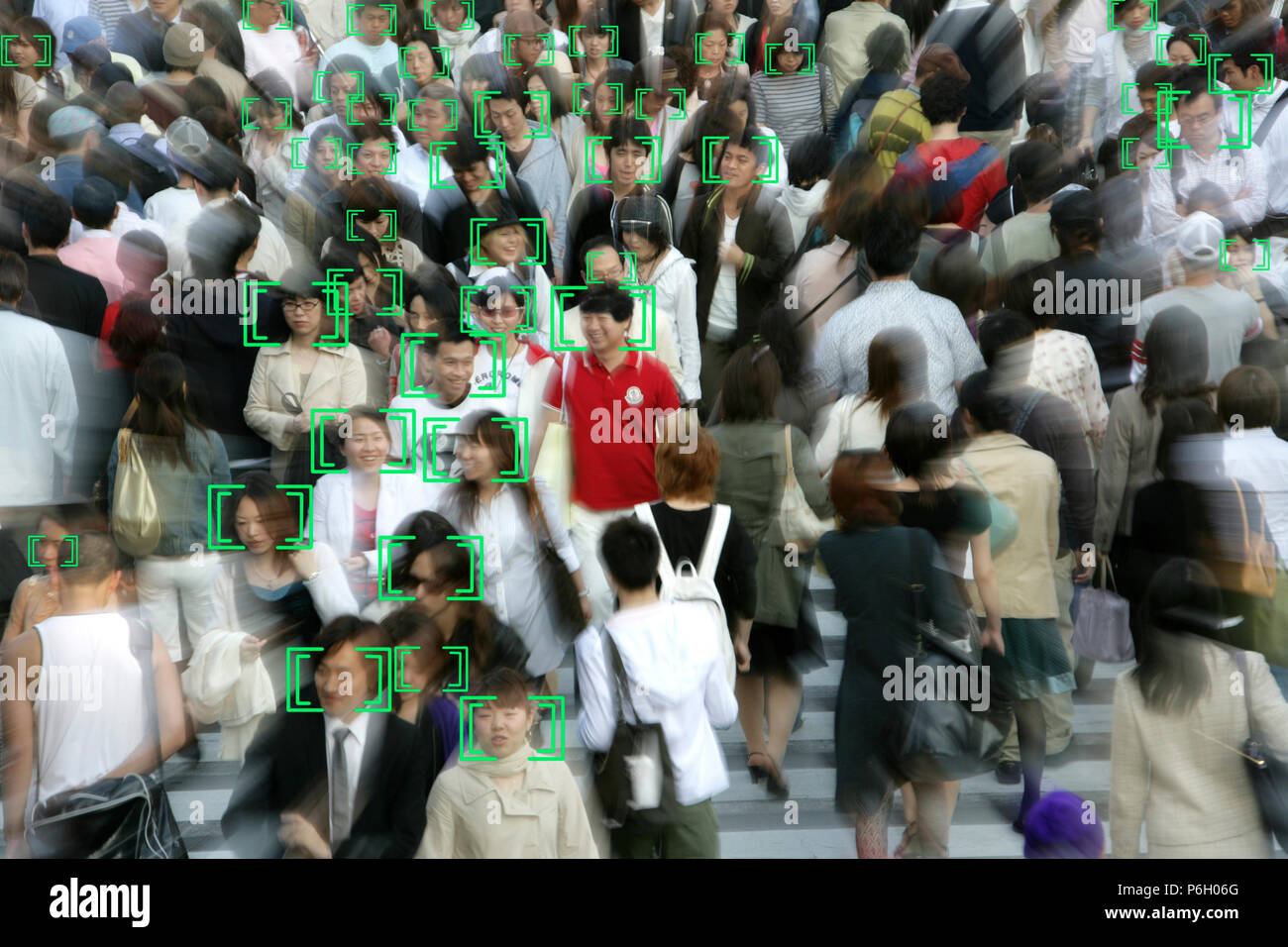 La funzione Face Detection, sorveglianza, immagine della telecamera, il face tracking, immagine simbolica, Foto Stock