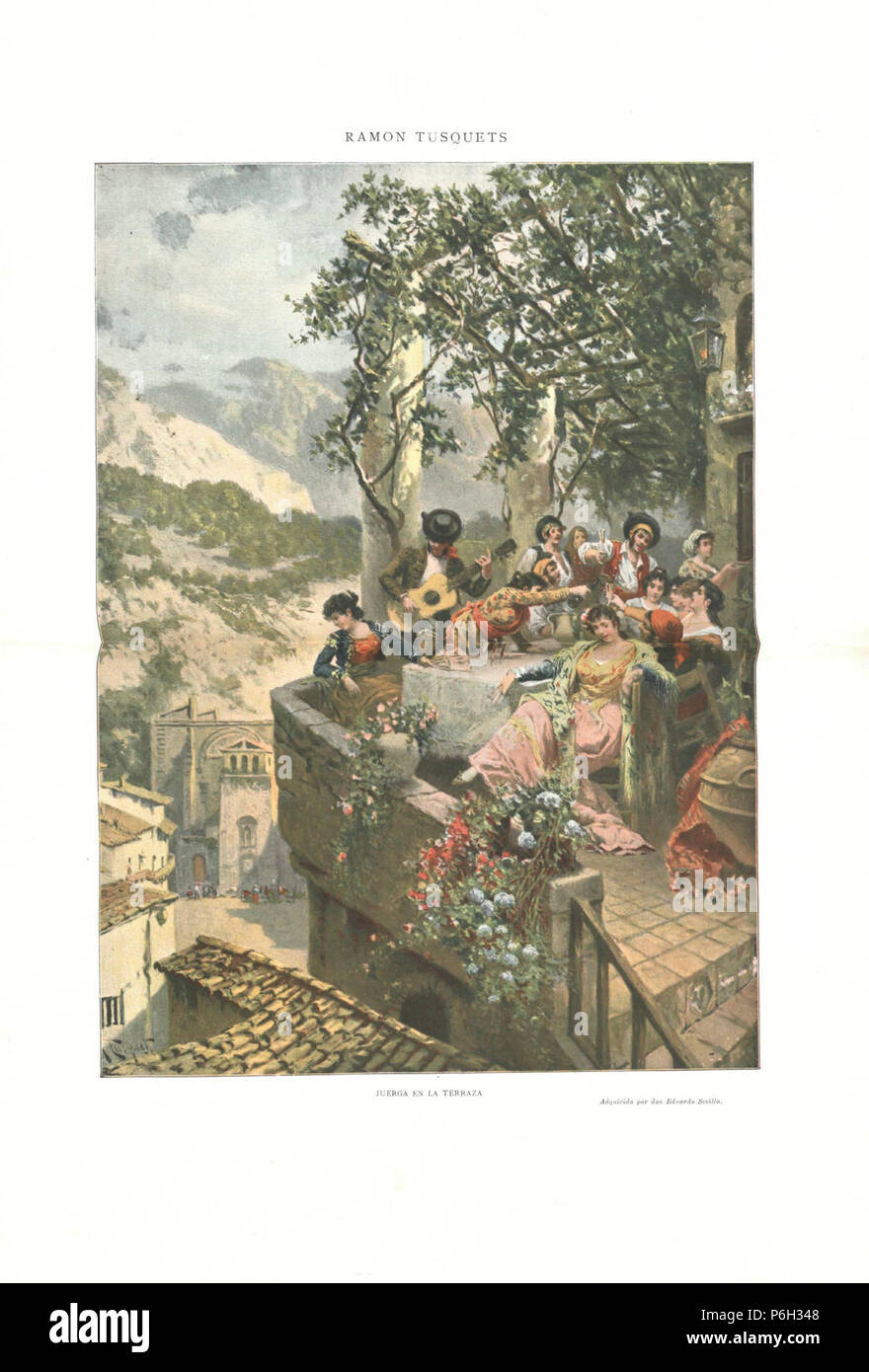 1904, Álbum Salón, Juerga en la terraza, Ramon Tusquets. Foto Stock